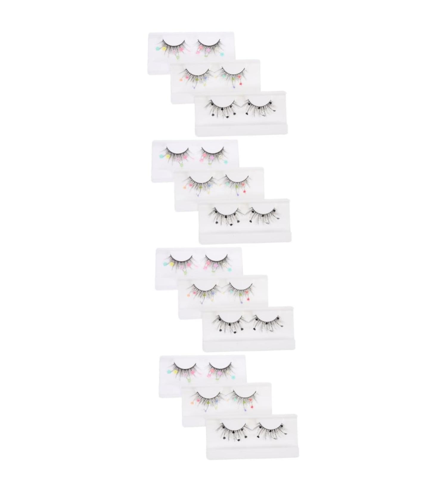 minkissy 12 Pairs Sequin False Eyelashes Pride Outfit Natural False Lashes Cosplay Colored Eyelashes Color Lashes Fake Lashes Natural Pride Makeup Imitation Miss Flash Flower Stickers - Buy Online on GoSupps.com