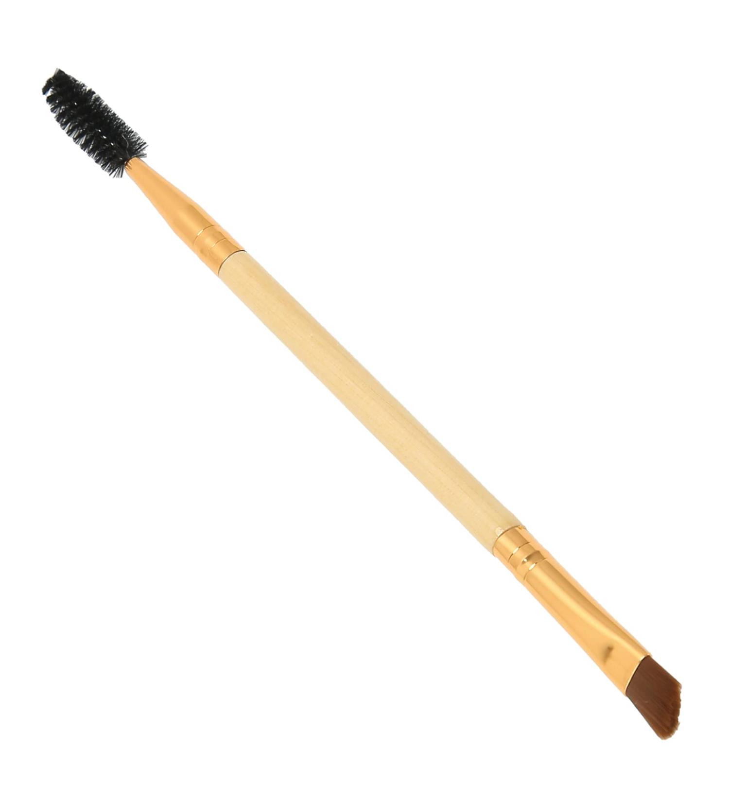 Verdant Touch Double Ended Eye Brush Double Ended Eyebrow Eyelash Brush Angled Brow Makeup Cosmetic Brush Wood Color - Buy Online on GoSupps.com