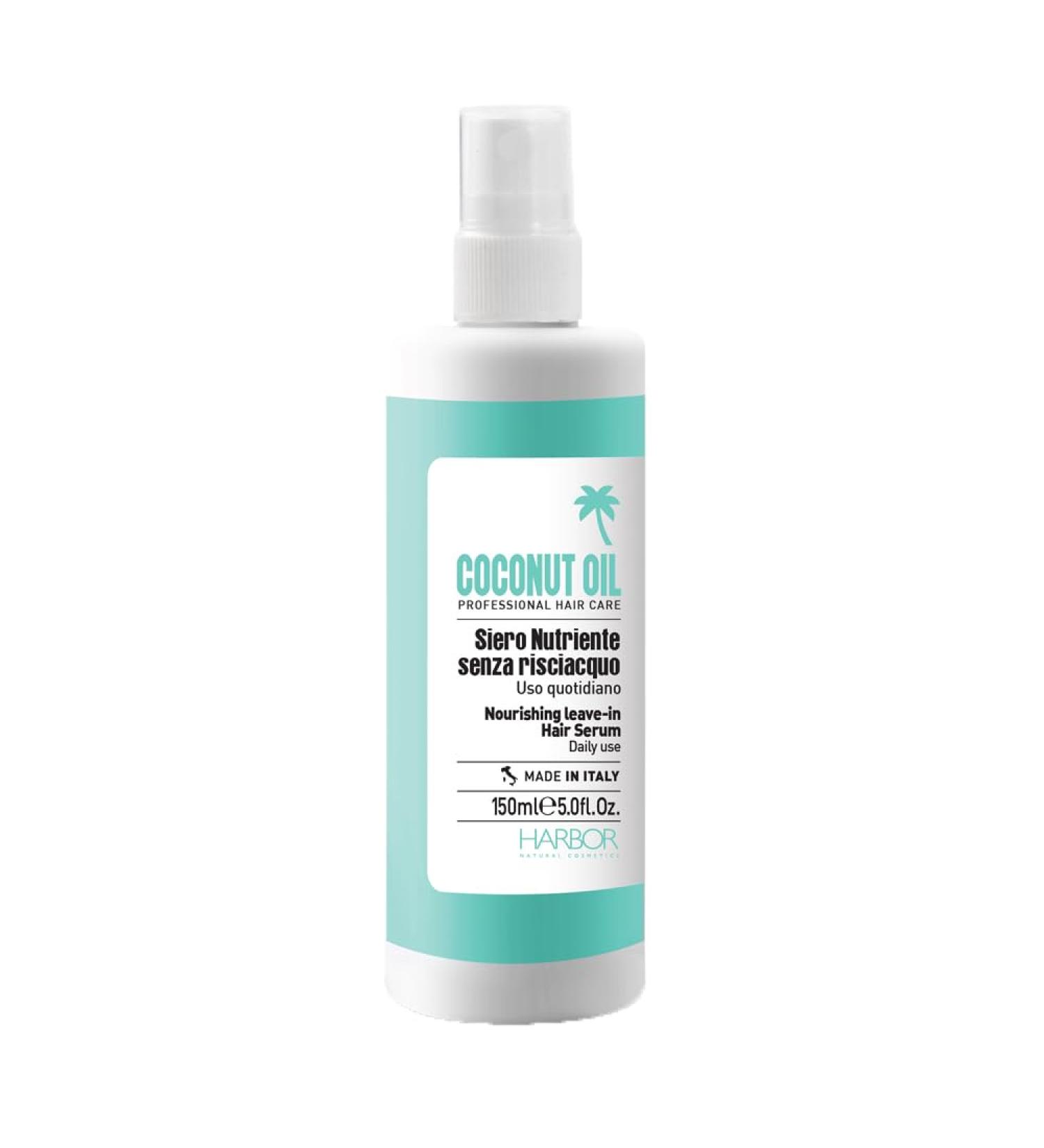 Harbor Coconut Oil Professional Hair Care Siero Nutriente senza Risciacquo Uso Quotidiano Nourishing Serum Without Rinsing 150 ml (5.0 Fl Oz) 1 unit - Made in Italy italian import