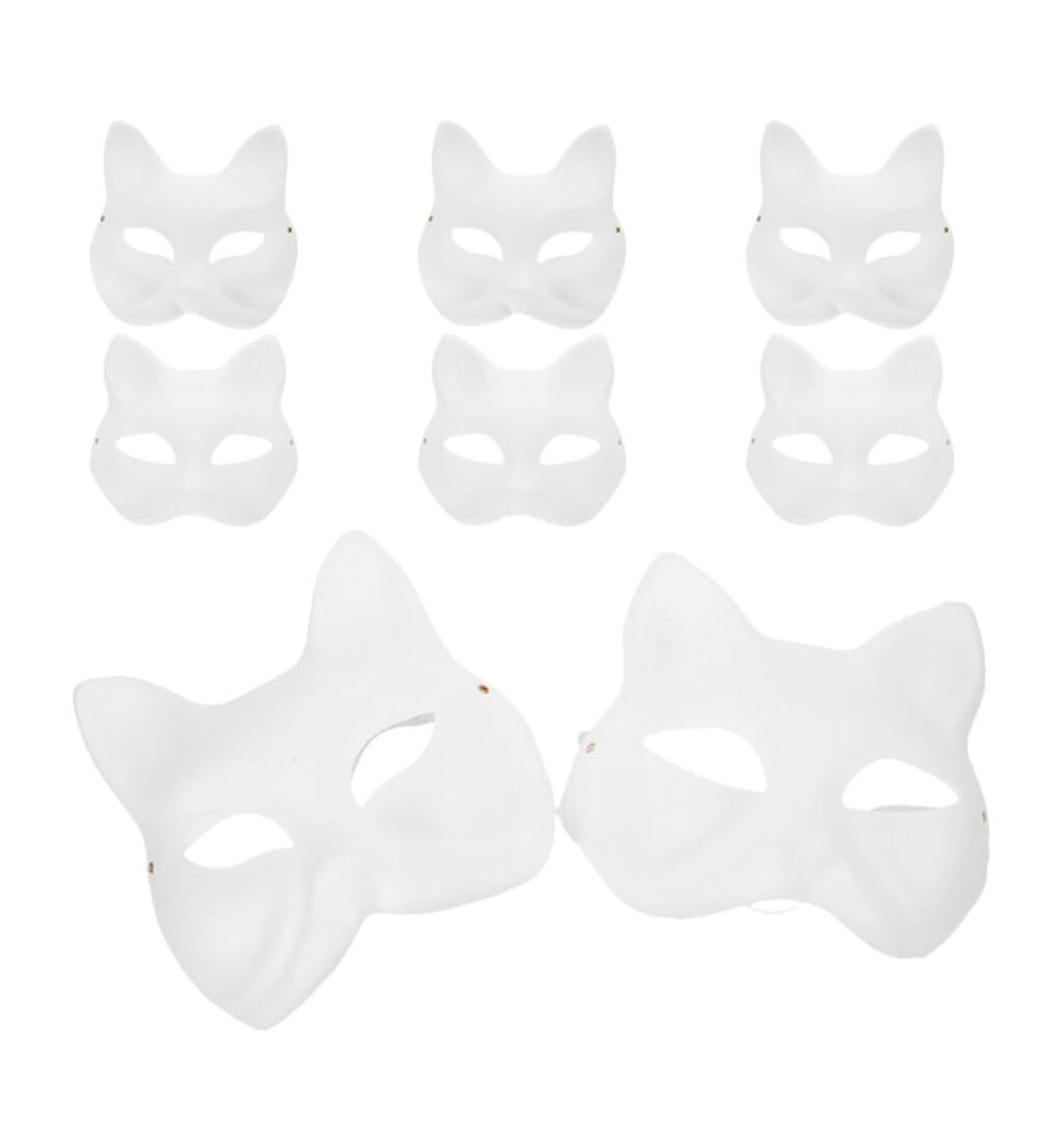 Paintable Kichvoe Cat Masks - 8 Pack Half-Face Carnival Masks for Dance Parties & Events | International Shipping Available - Buy Online on GoSupps.com