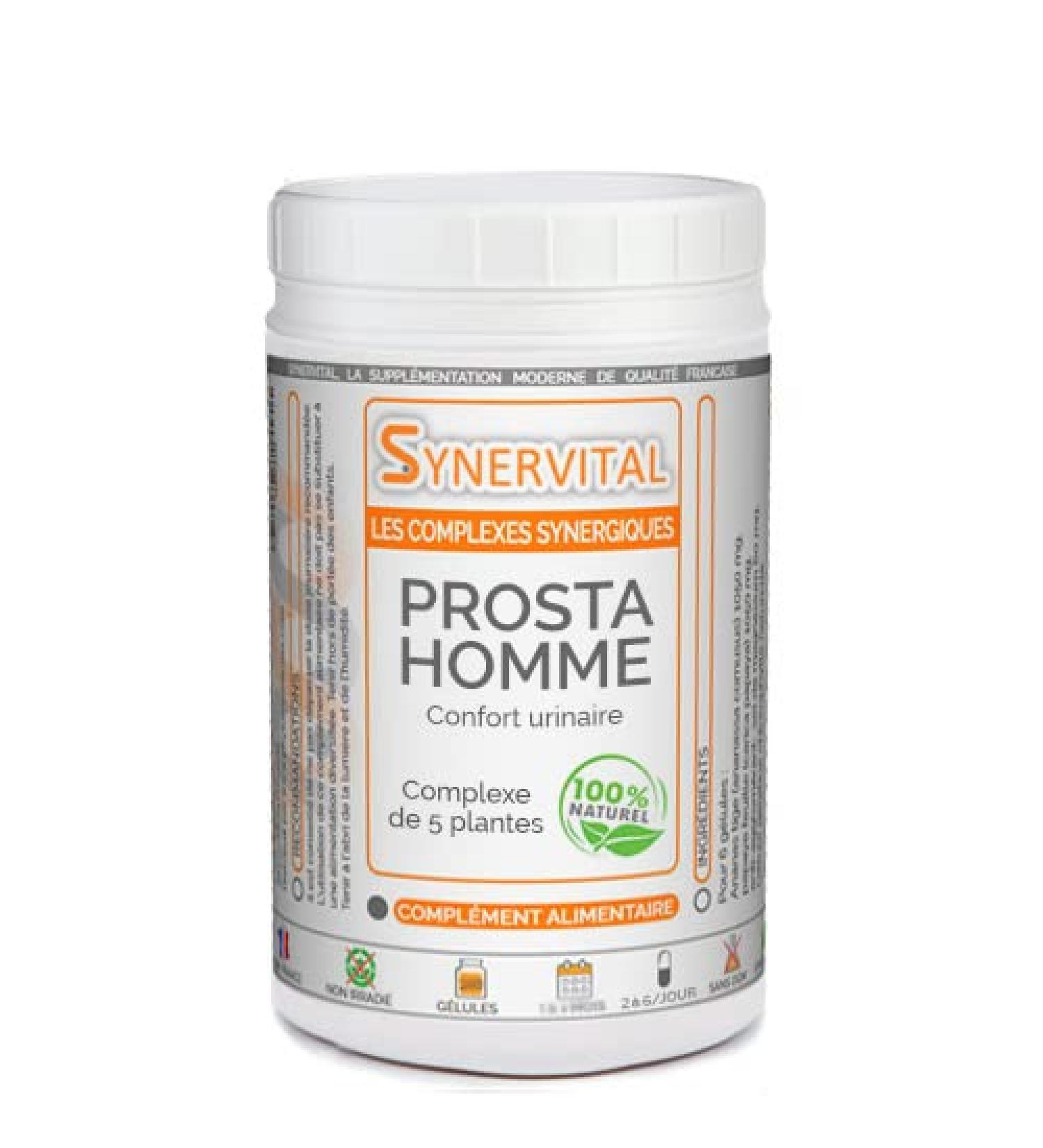 Prosta Homme Synervital 1000 Capsules of 300 mg Plant Complex for Prostate Urinary Comfort Sabal Squash Epilobe Pygeum Nettle Food Supplement Made in France - Buy Online on GoSupps.com