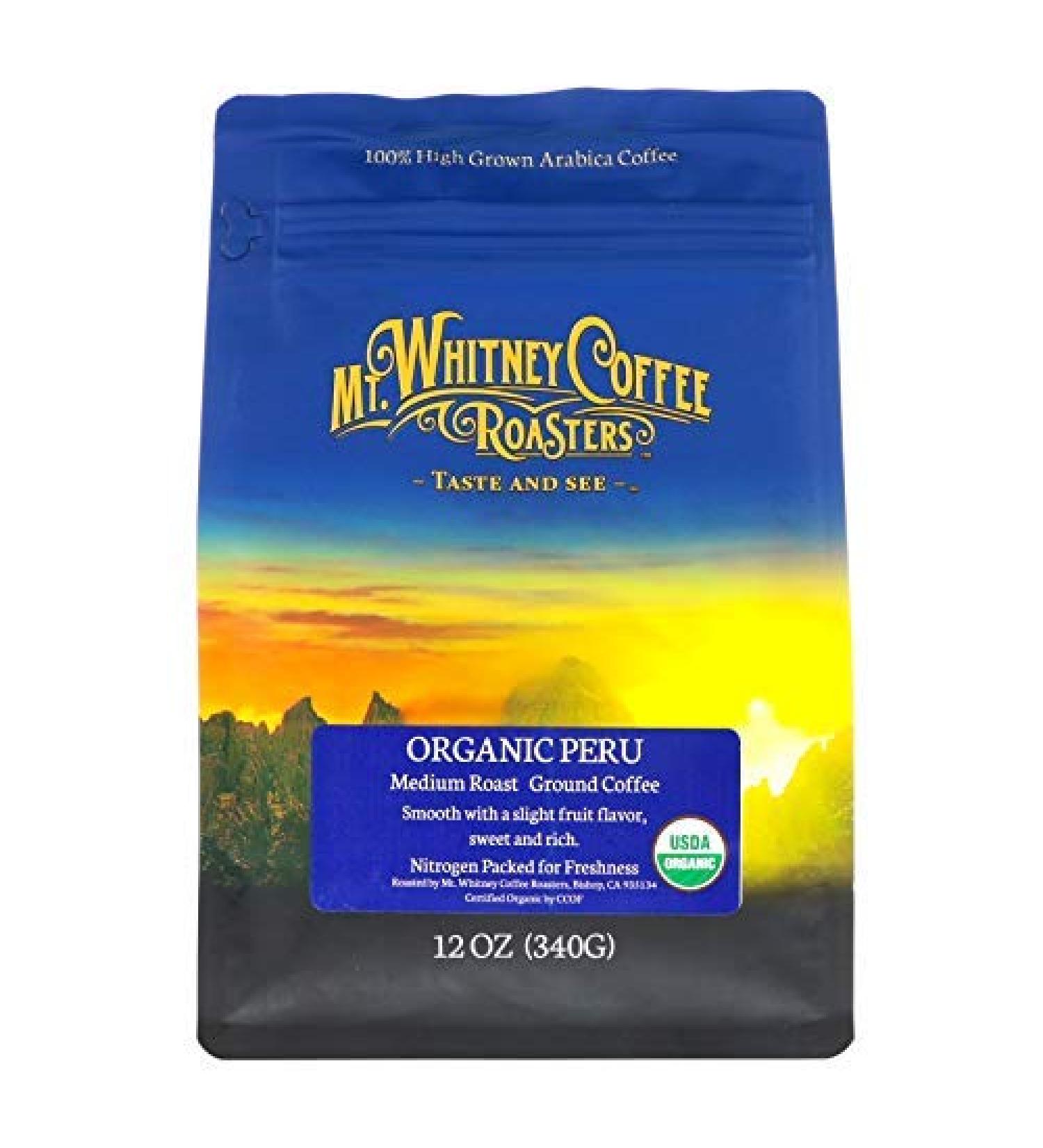 Organic Peru Medium Roast Ground Coffee - Mt. Whitney Coffee Roasters 12 oz - Buy Online on GoSupps.com
