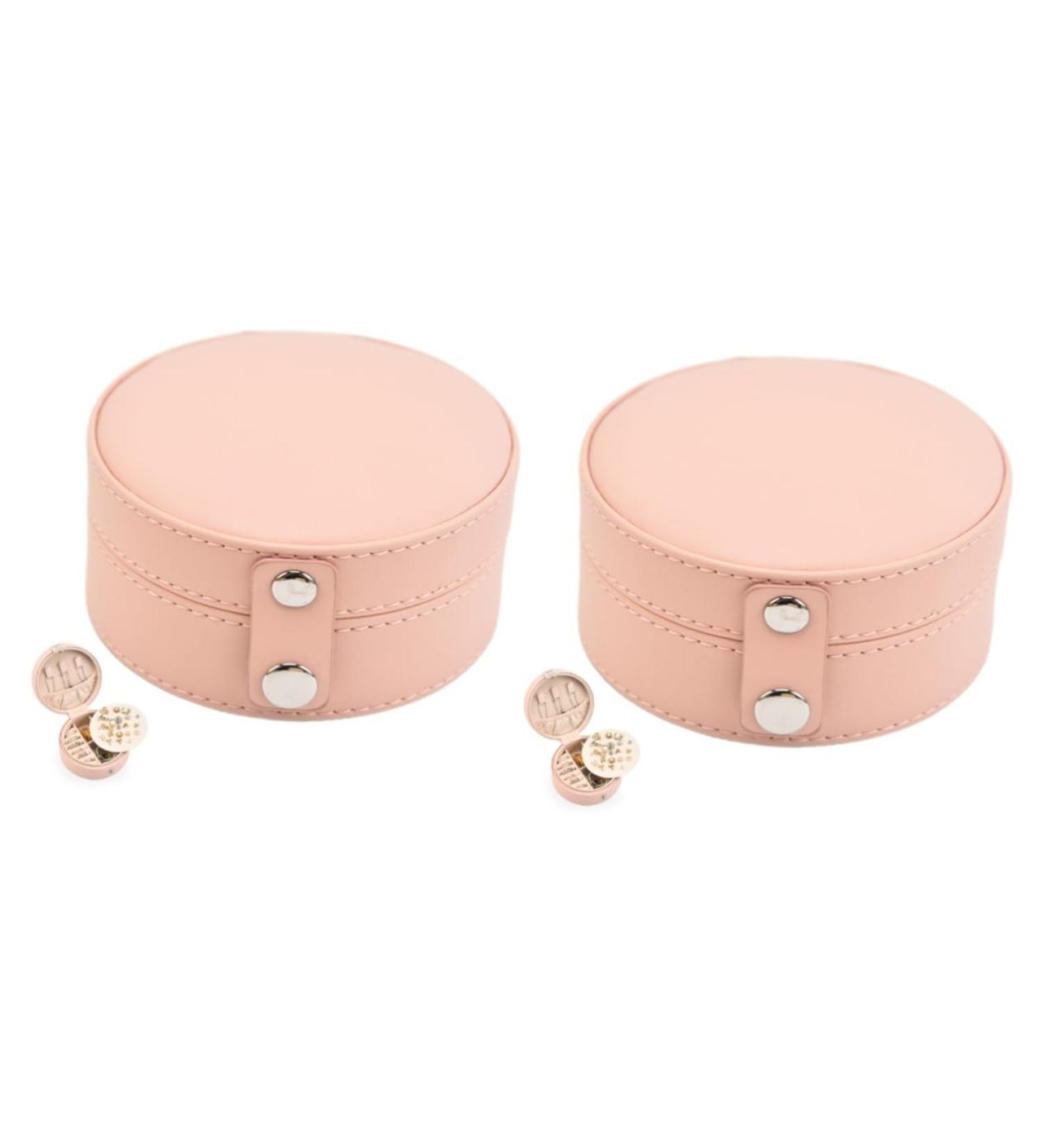 Zerodeko 2pcs Portable Jewelry Box Mens Earring Men Earring Small Earrings Container Girl Jewelry Earring Case Hoop Earrings for Girls Small Containers Watch Box Leather Travel Vintage 10X10X5CMx2pcs Pinkx2pcs - Buy Online on GoSupps.com