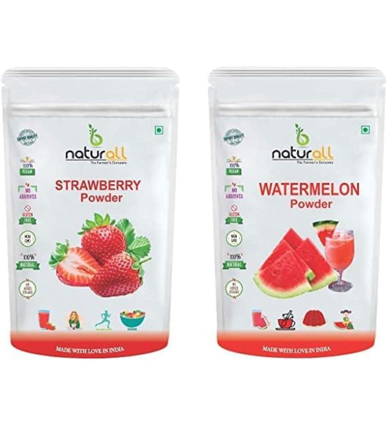 THRU ruit Powder Combo Pack of 2 Strawberry Powder & Watermelon Powder |Dry No Added Sugars and Preservatives (200 GM Each) 400 GM by - Buy Online on GoSupps.com