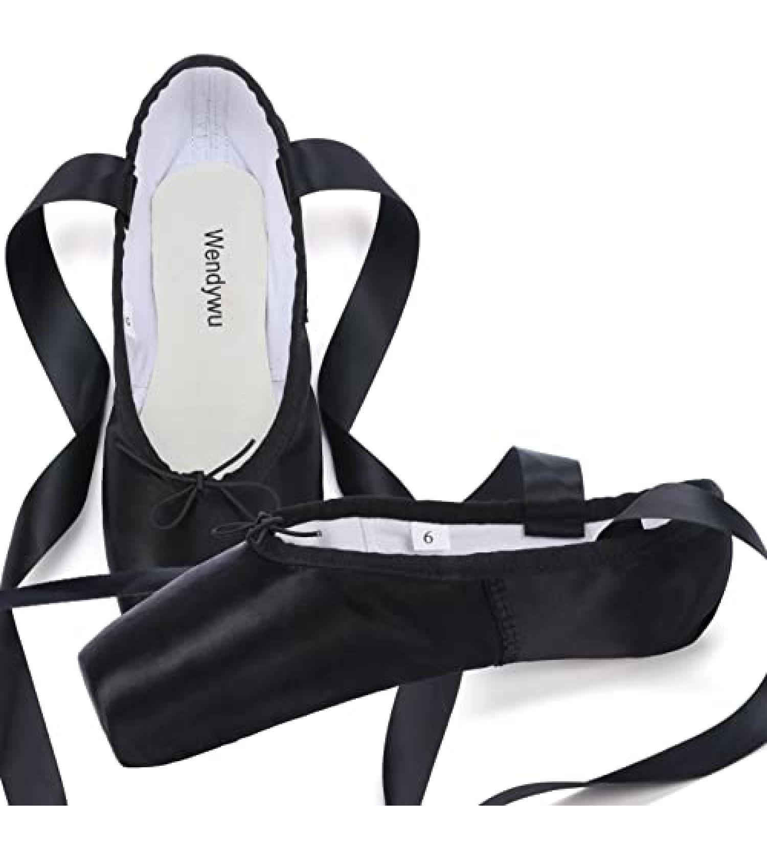 WENDYWU Professional Ballet Pointe Shoes for Kids Girls and Ladies - Pink PU Soled Dance Shoes with Toe Pads, Size 7 Black - Buy Online on GoSupps.com