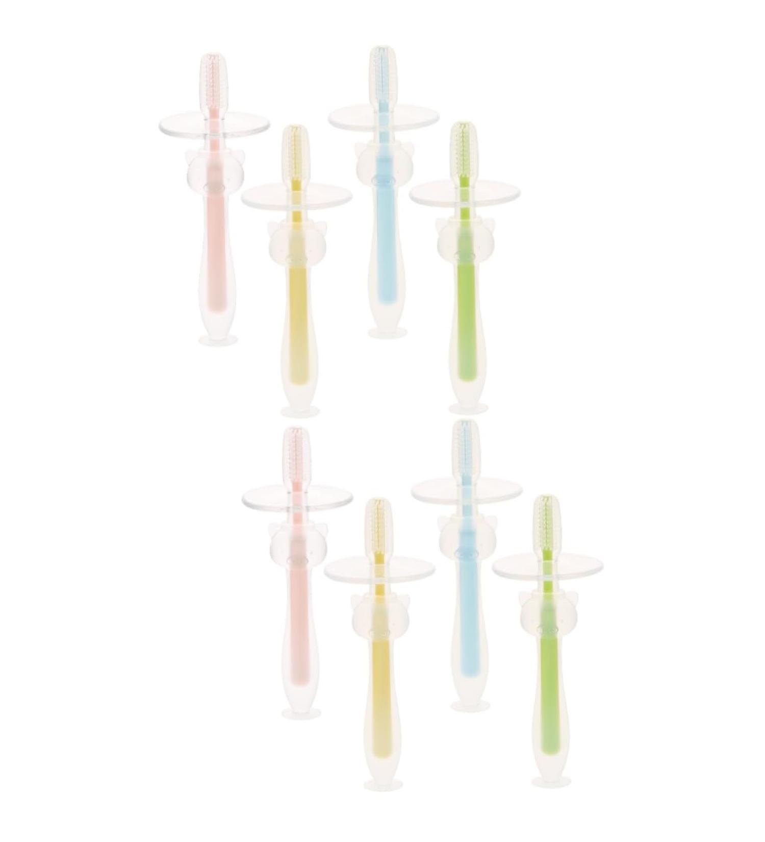 Healvian 8 STK Baby Toothbrush Set - Travel-Friendly Smooth Bristle Silicone Newborn Mund Cleaner - Buy Online on GoSupps.com