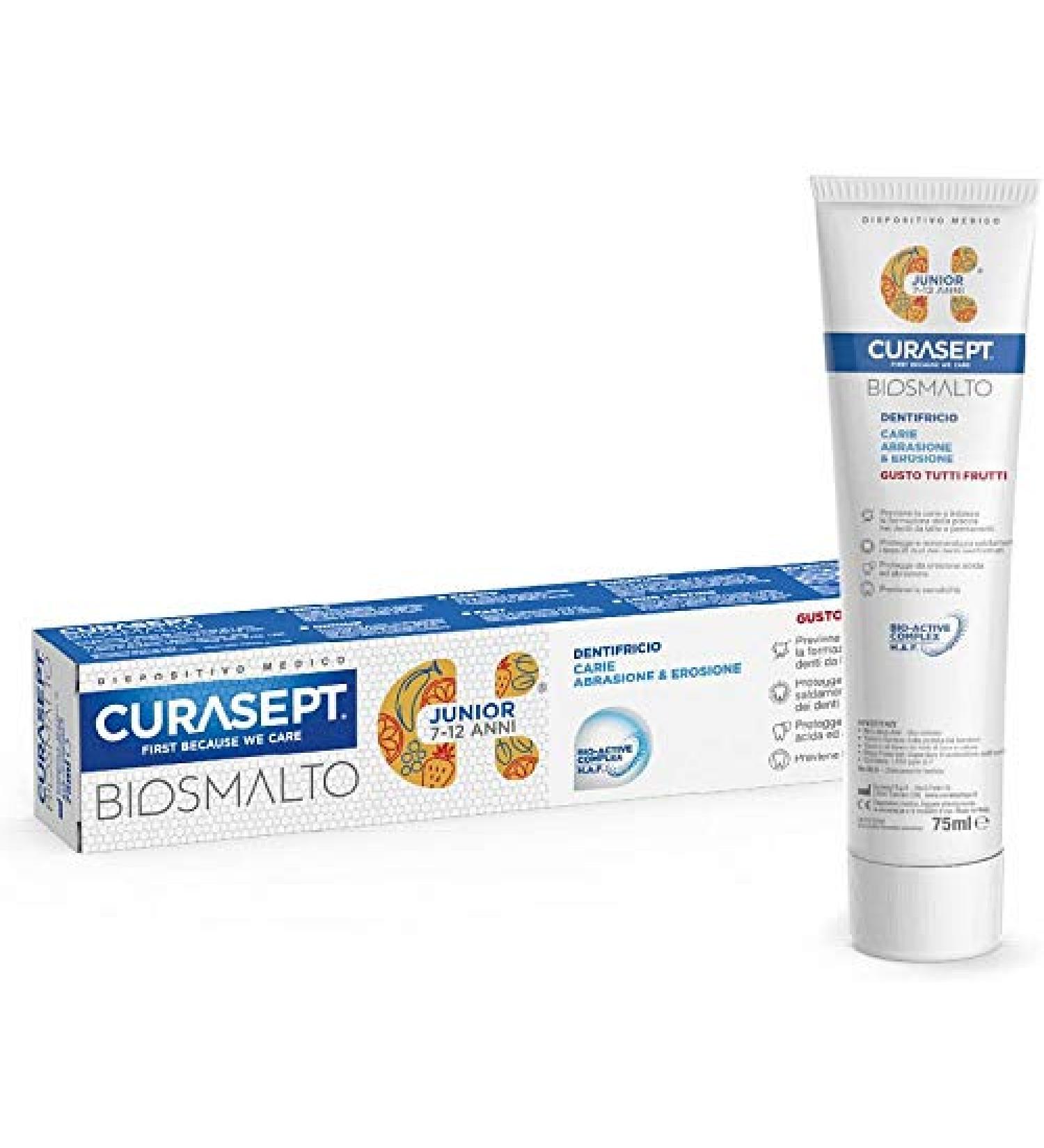 Promo 2 packs Curasept Bio-Smalt Junior 7-12 years dentist 75+75 ml