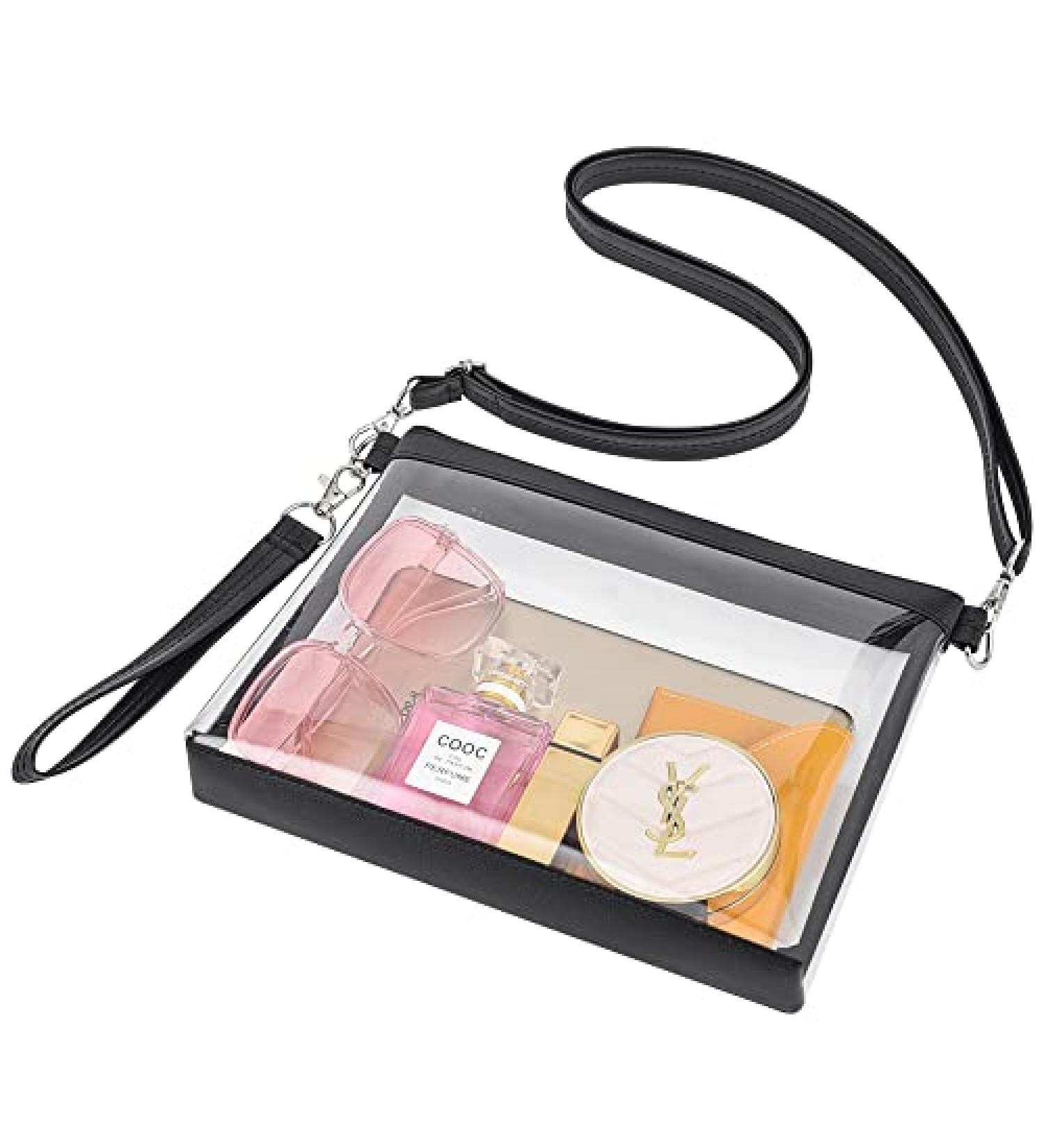 Clear Crossbody Bag for Women - Stadium Approved Clear Purse for Sports, Concerts & Games - Black - Buy Online on GoSupps.com