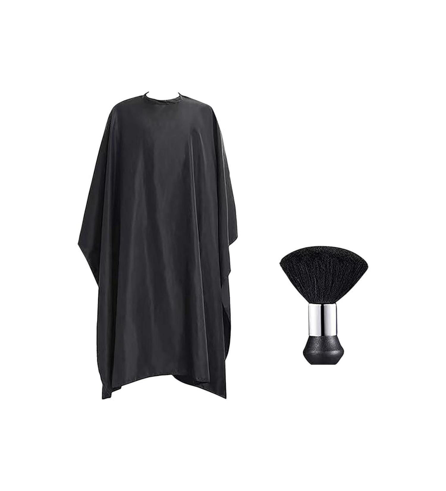 Large Black Hair Cutting Cape | Professional Barber Cape & Salon Hair Color Cape with Neck Duster Brush for Adults - Buy Online on GoSupps.com