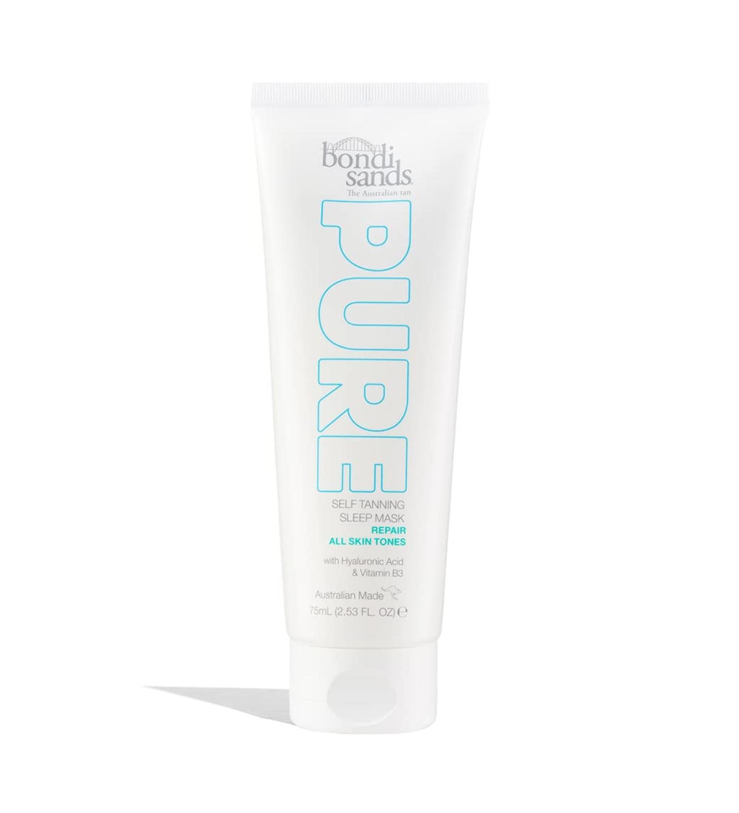 Bondi Sands Pure Self Tanning Sleep Mask Repair | Hyaluronic Acid & Vitamin B3 Formula Provides Hydrated Glowing Skin Non-Comedogenic Dermatologically Tested Vegan + Cruelty Free | 75 mL/2.53 Oz