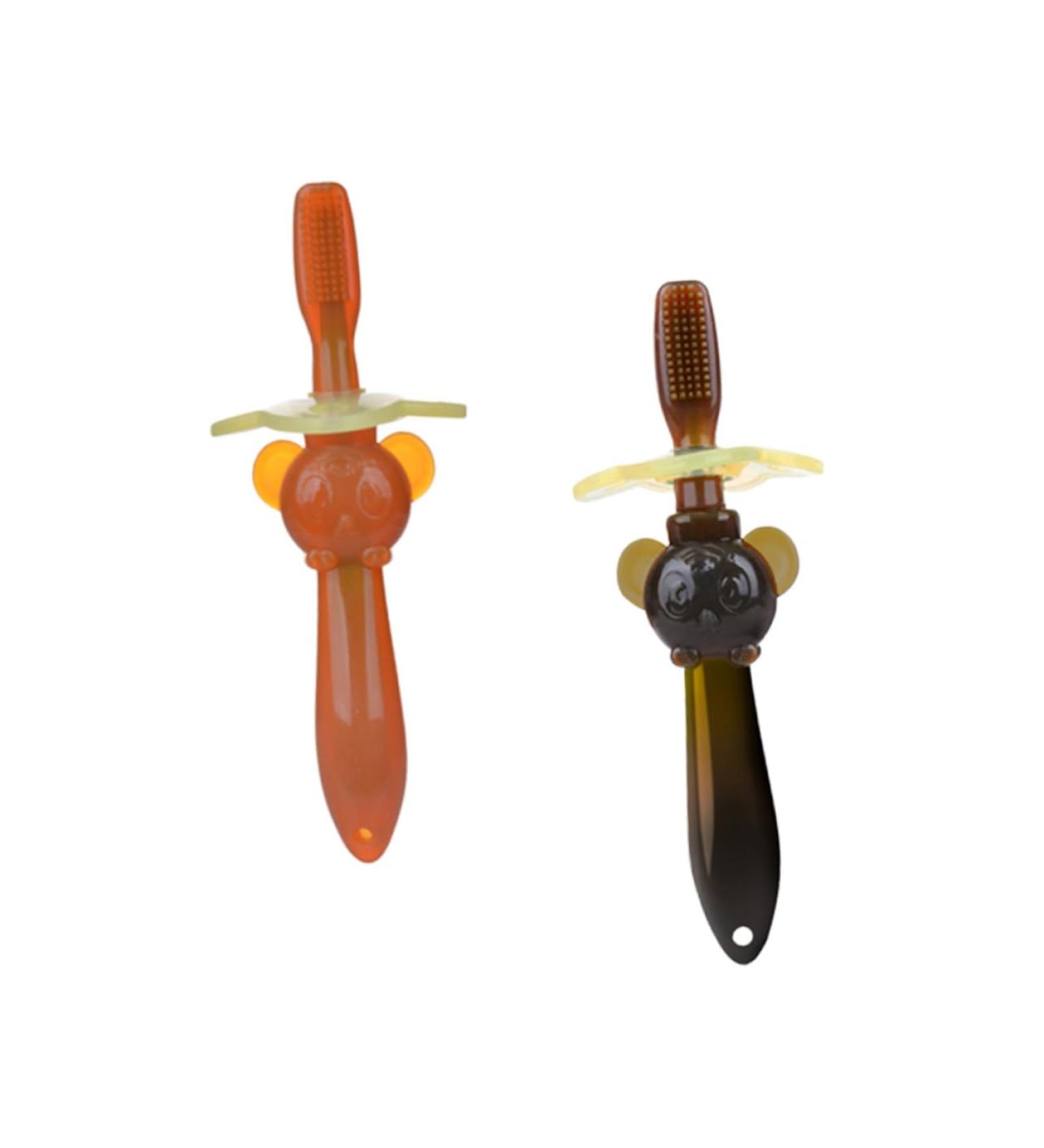 Minkissy 2-Pack Toddler Toothbrush Bite Ring - Safe Soft Bristles Training Brush for Children - Buy Online on GoSupps.com