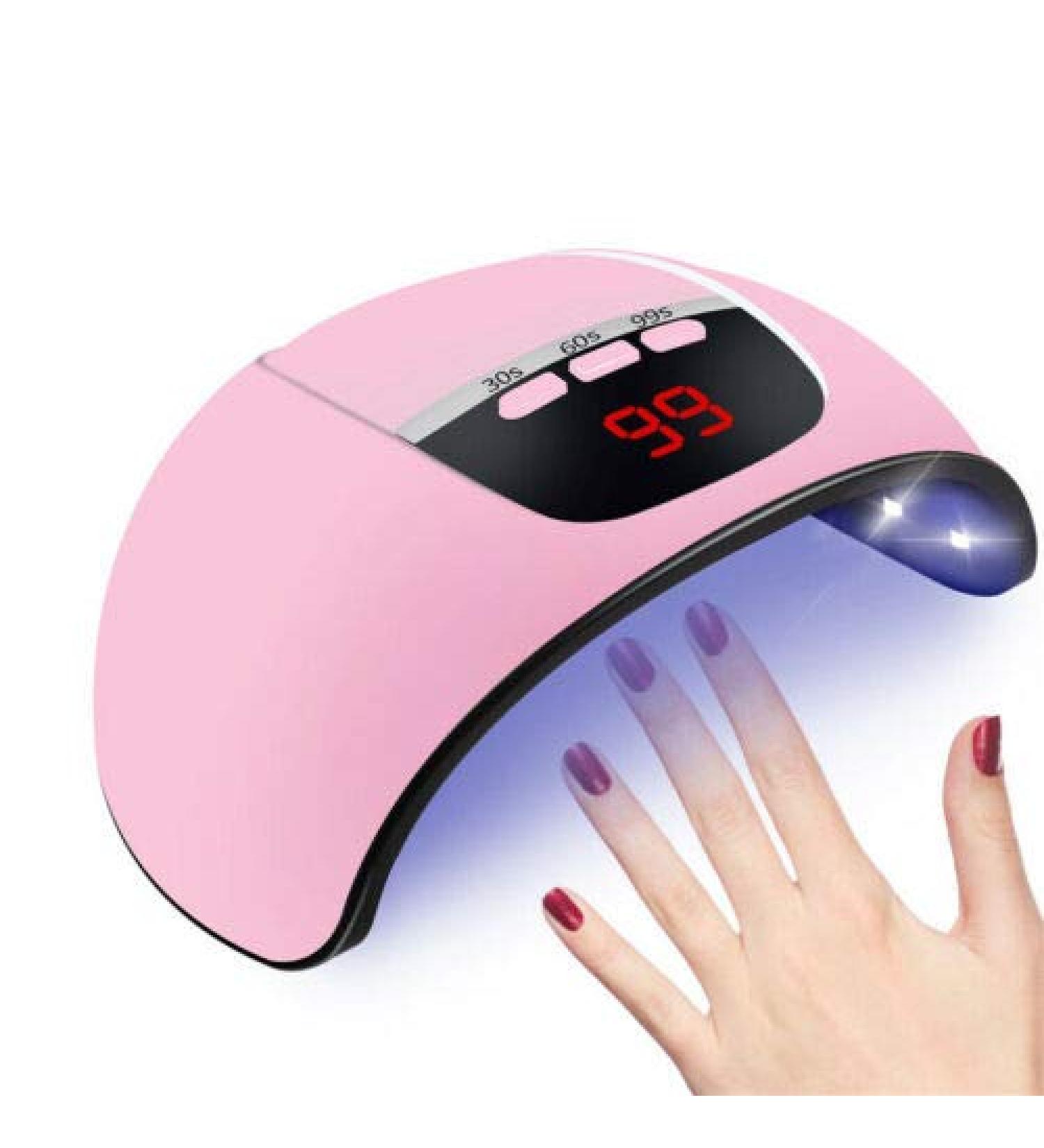 Eurobuy Nail Dryer 54W 18 UV LED Nail Lamp Fast Curing USB Nail Dryer with 3 Timer Setting Automatic Sensor LCD Display Nail Lamp for Gel Polish UV LED Gel Nail Art Manicure Pink - Buy Online on GoSupps.com