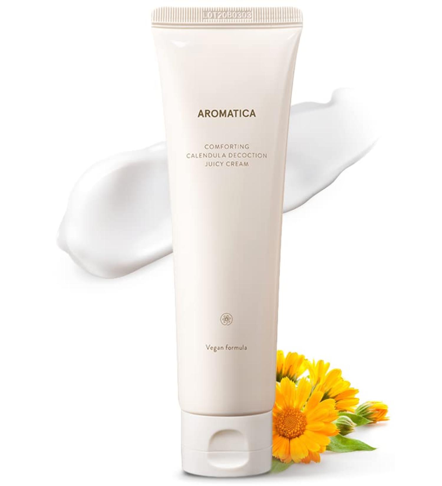 AROMATICA Calendula Juicy Cream - Vegan Moisturizer with 48% Calendula Extract for Soft Hydration | Ideal for Sensitive to Normal Skin Types | For Itchy and Rough Skin - 02 Calendula - Buy Online on GoSupps.com