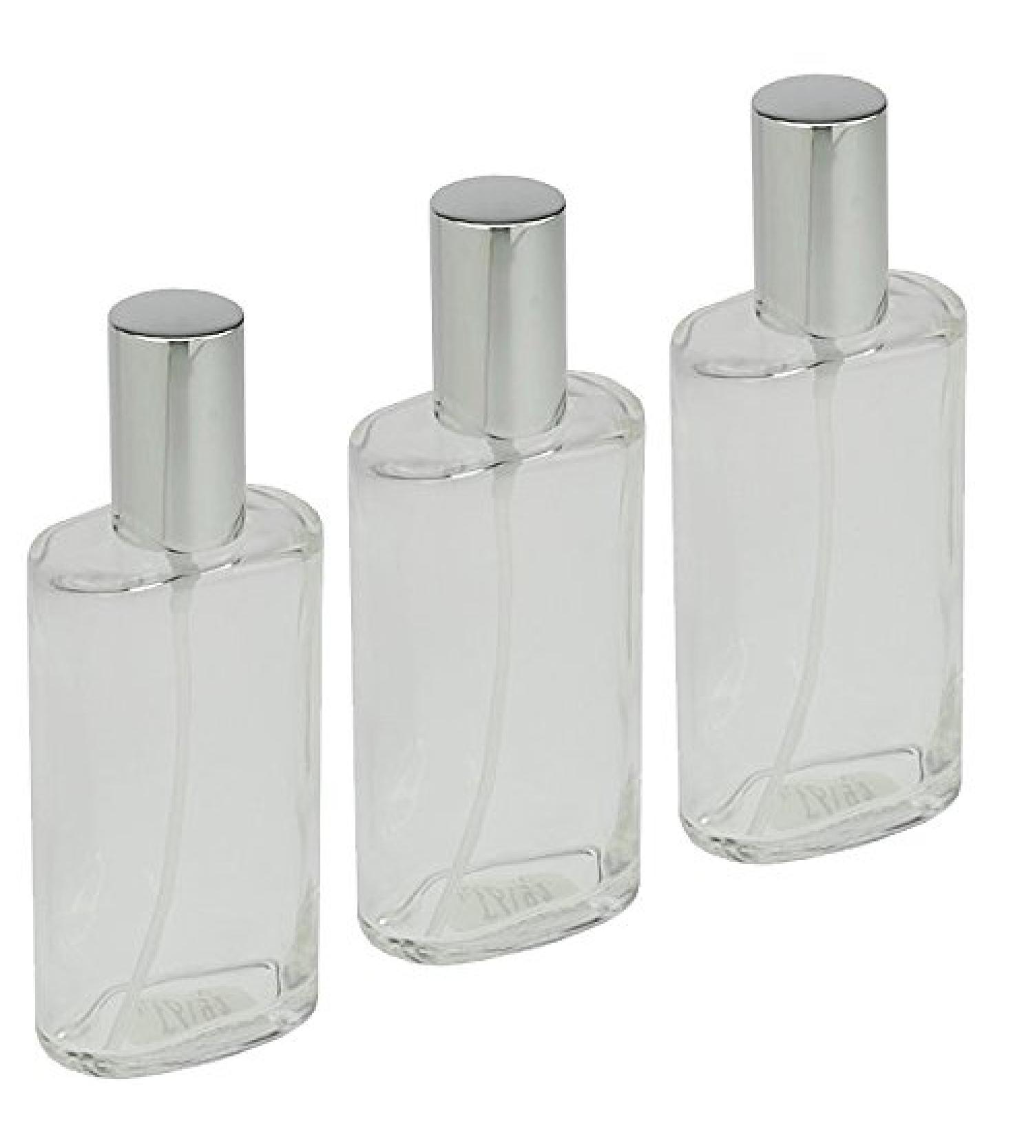 Kosmetex 100ml Oval Glass Atomizer Bottle for Perfume & Facial Toner - 3 Silver Spray Tops | International Shipping - Buy Online on GoSupps.com