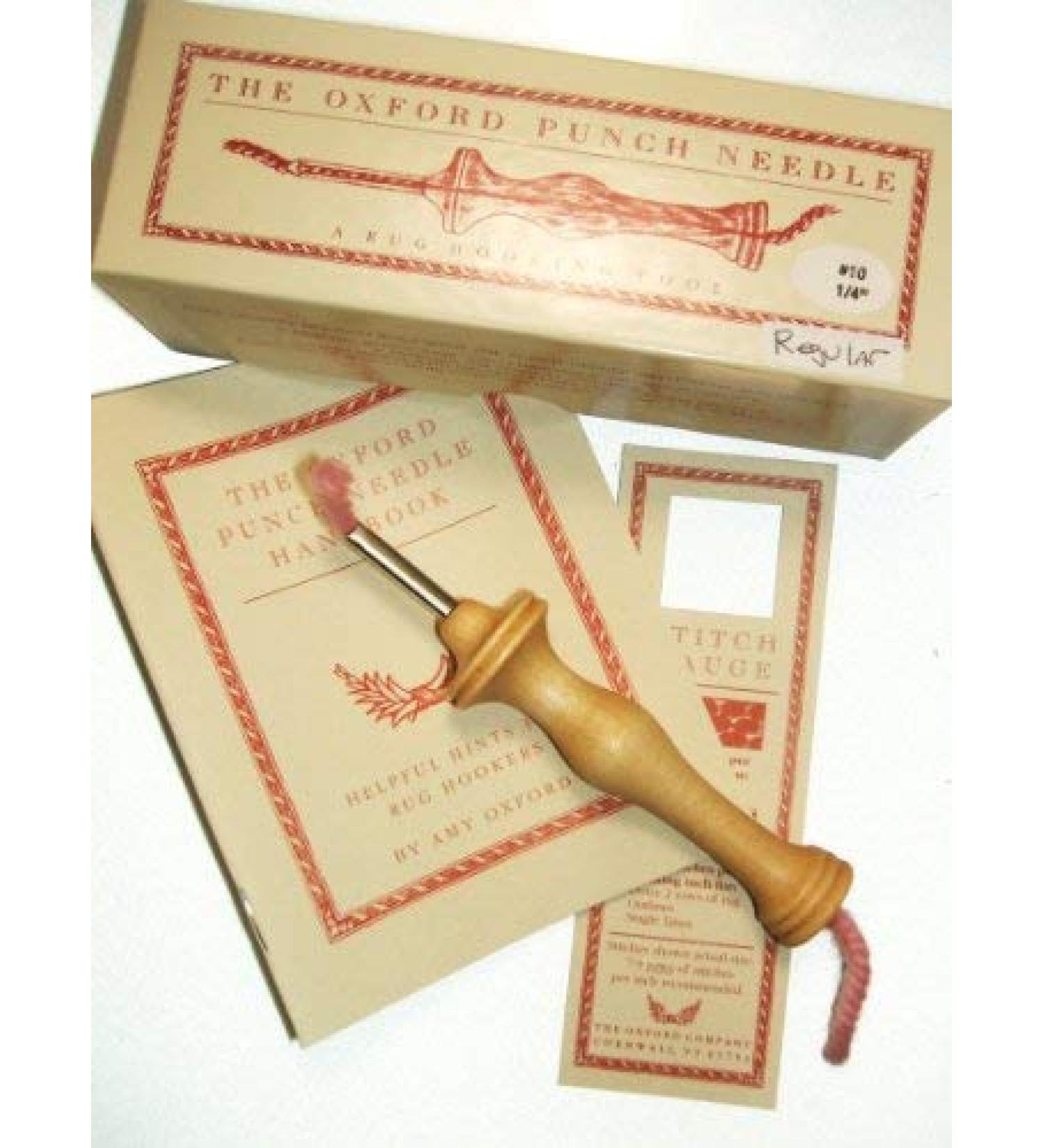 Oxford Wood Punch Needle Rug Hooking Tool 10 1/4 Regular w/ Box Booklet