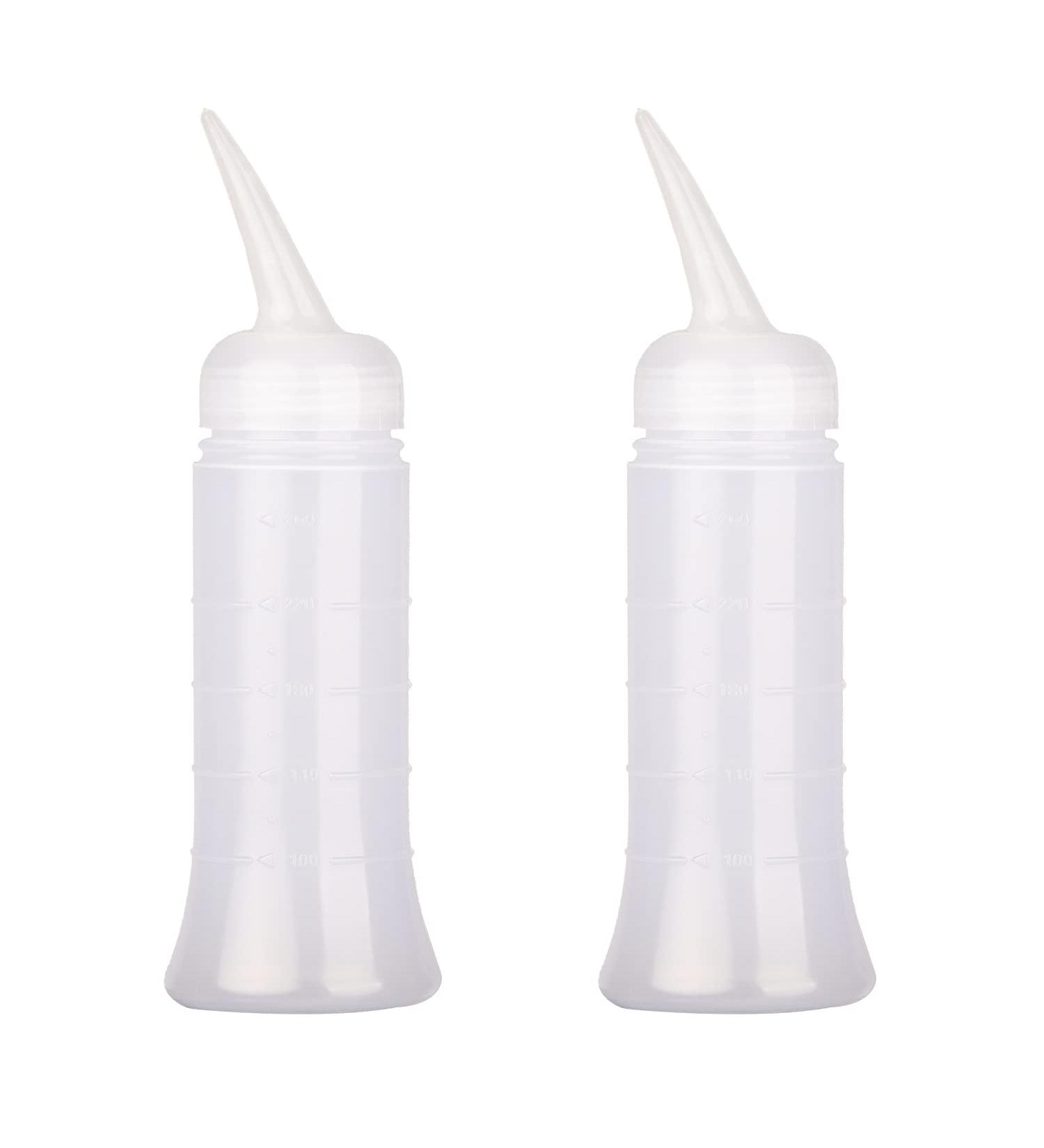UNVOJL 2 Pack Applicator Bottle with Angle Tip Hair Dyeing Bottles Salon Hair Coloring Dyeing Bottle with Scale (Large) - Buy Online on GoSupps.com