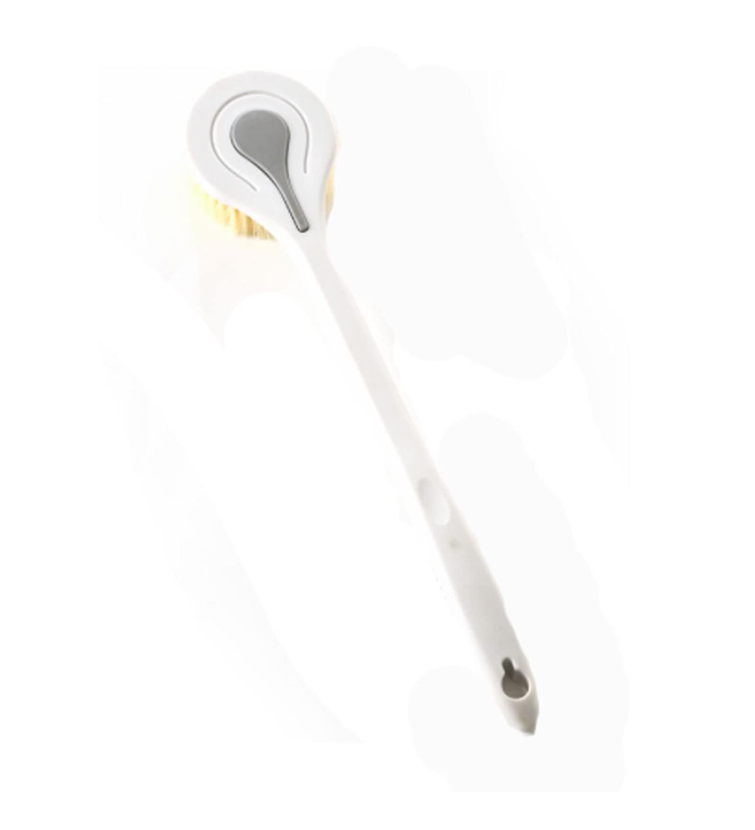 Soft Long Handle Bath Brush & Sponge | Back Scrubber & Massage Brush for Home Spa - White - Buy Online on GoSupps.com