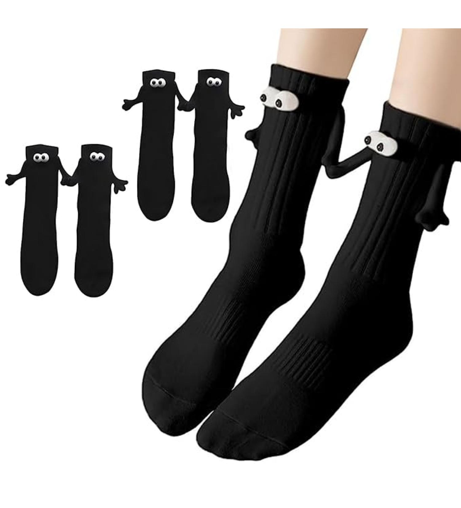Smilelife Magnetic Hand in Hand Socks - Funny Couple Tube Socks for Men & Women - Friendship Gift - Medium 2 Pair Black - Buy Online on GoSupps.com