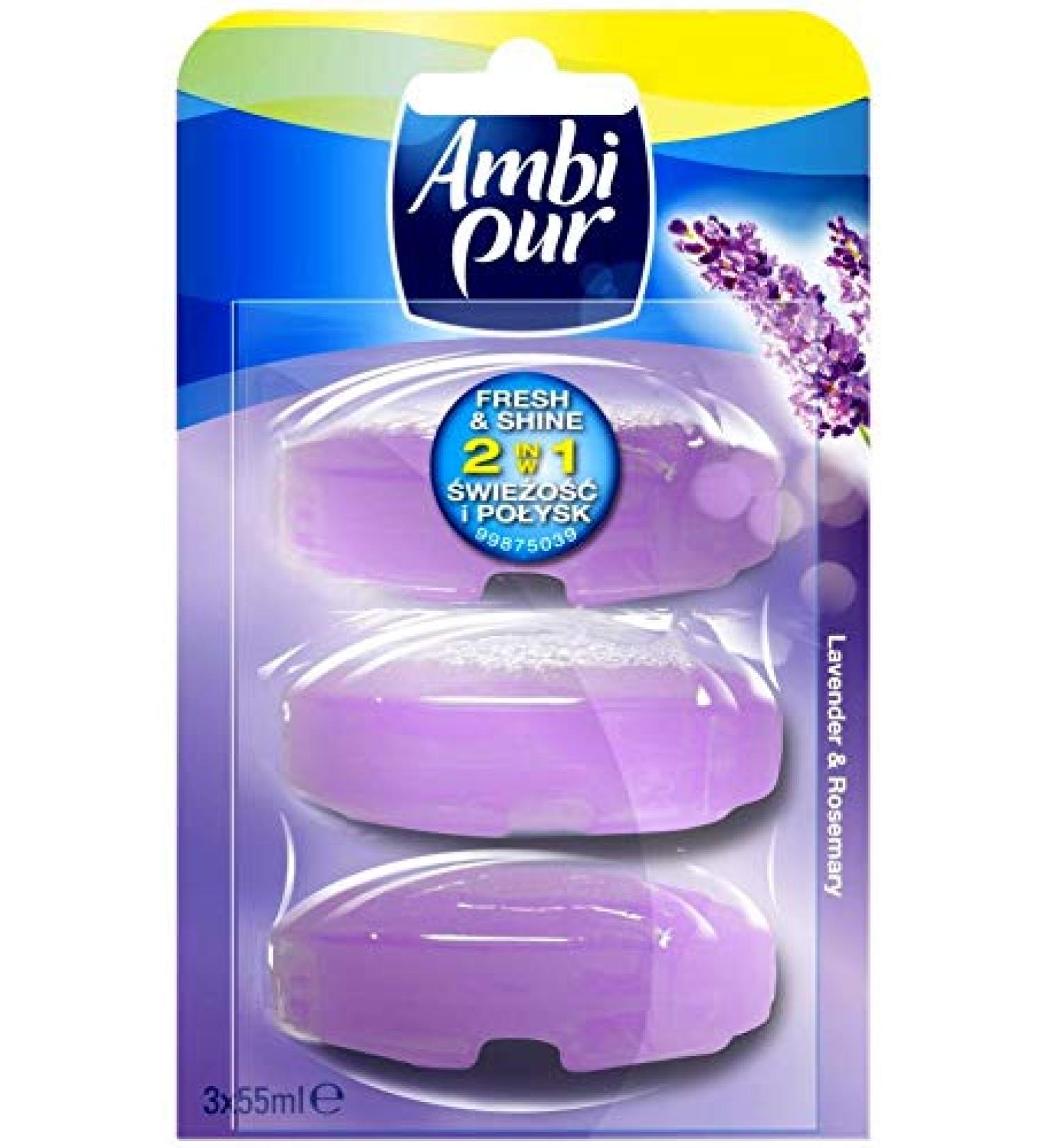 Ambi Pur 3 x 3 liquid toilet stones refill 3 x 55 ml - Lavender & Rosemary