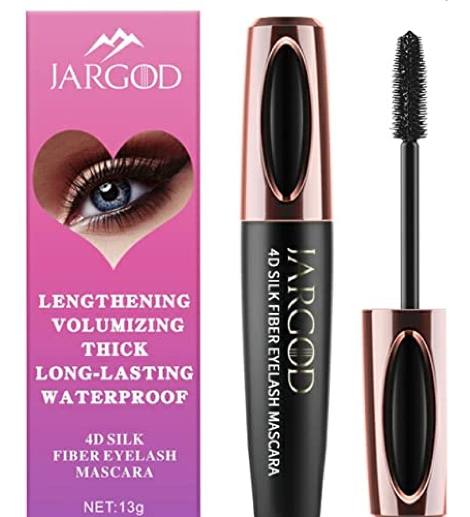 Jargod 4D Silk Fiber Lash Mascara Natural Waterproof Smudge-proof Mascara Natural Thicker Mascara No Clums Long Lasting