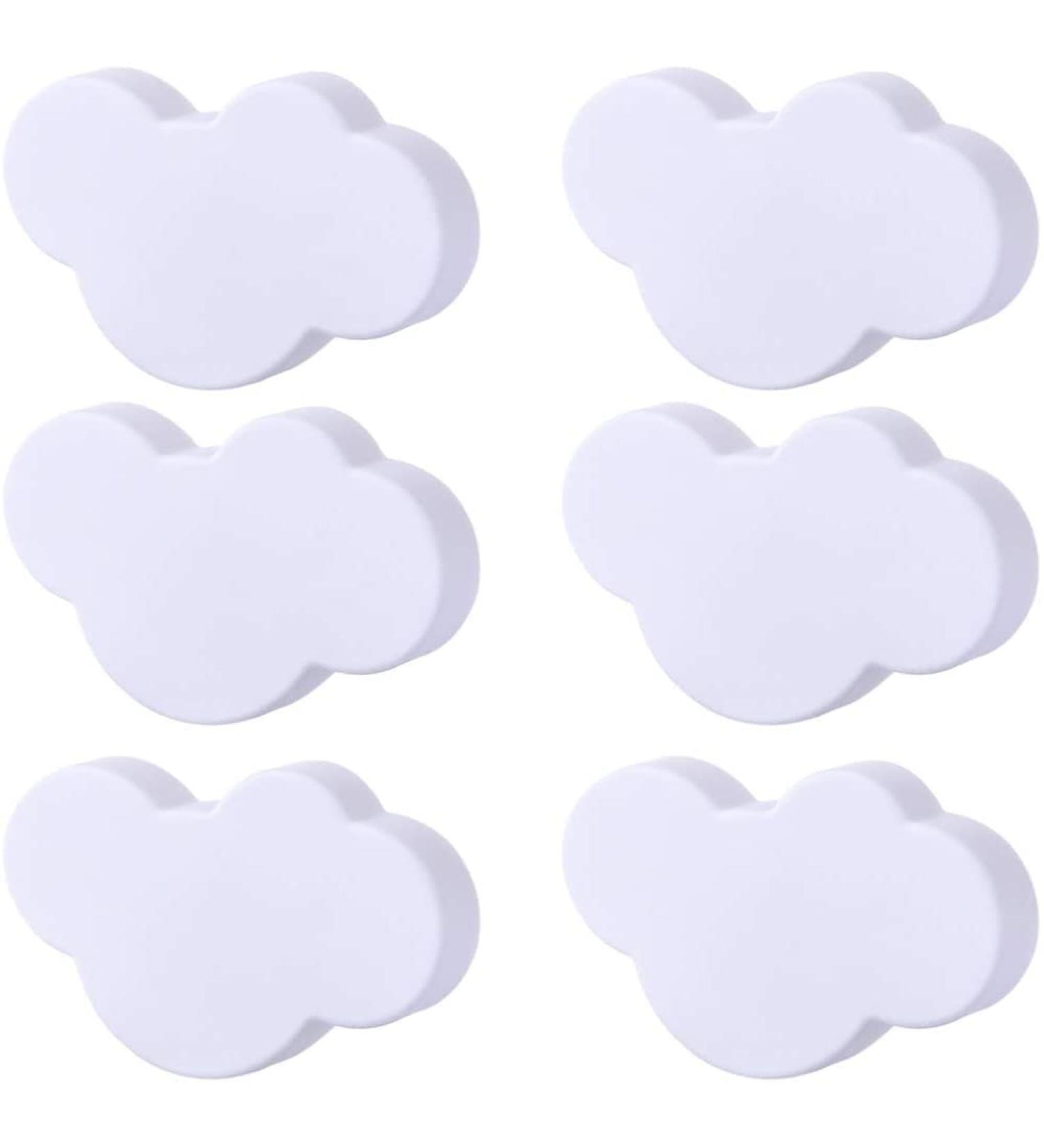 Cloud Shaped Furniture Buttons Set - 6 Decorative Handles for Children's Rooms | White Cabinet & Door Knobs for Bedroom Living Room & Kitchen - Buy Online on GoSupps.com