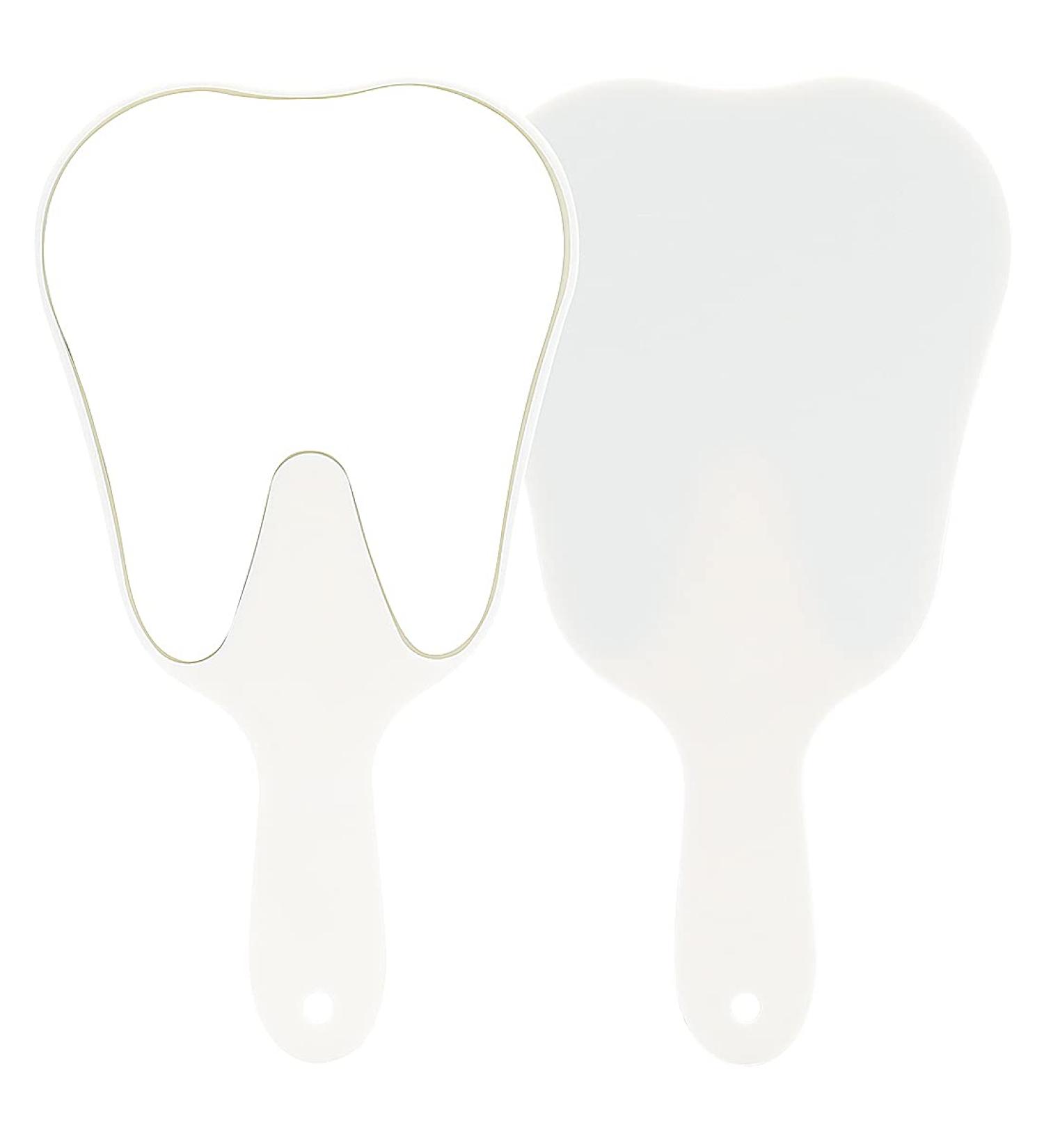 LVCHEN Cute Tooth Shaped Hand Mirror - High-Definition Makeup Mirror for Dental Office Decor (White) - Buy Online on GoSupps.com