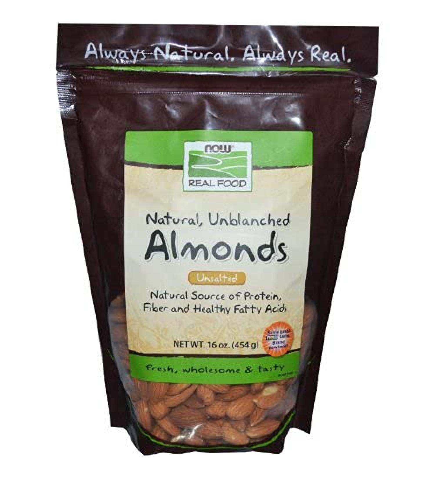 Buy Now Foods Raw Almonds Unsalted 16 oz | Healthy Snacking & Cooking - Buy Online on GoSupps.com