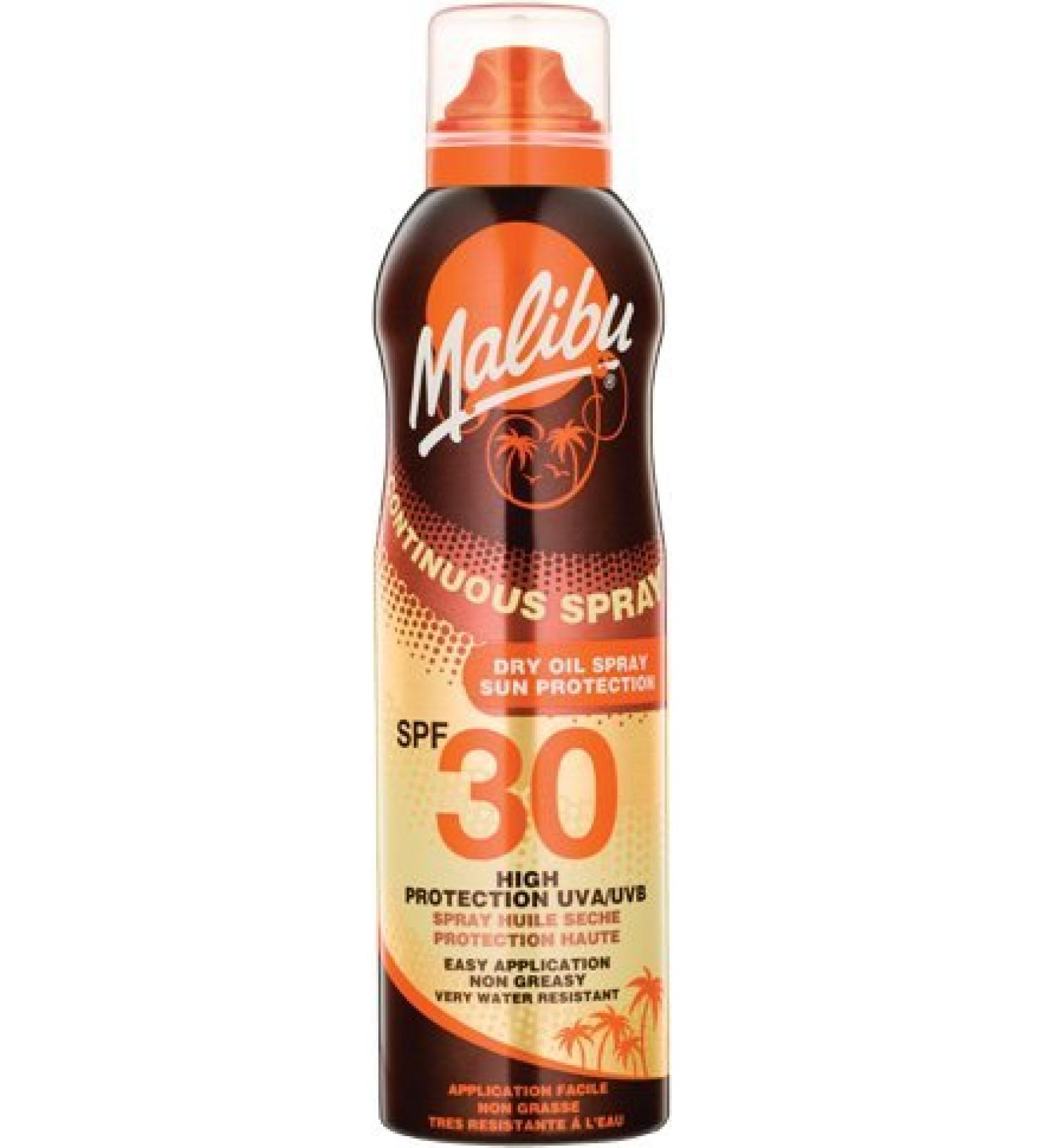 Malibu Continuous Spray Dry Oil SPF 30 Sun Protection 175ml by Malibu SPF 30 175 ml (Pack of 1)