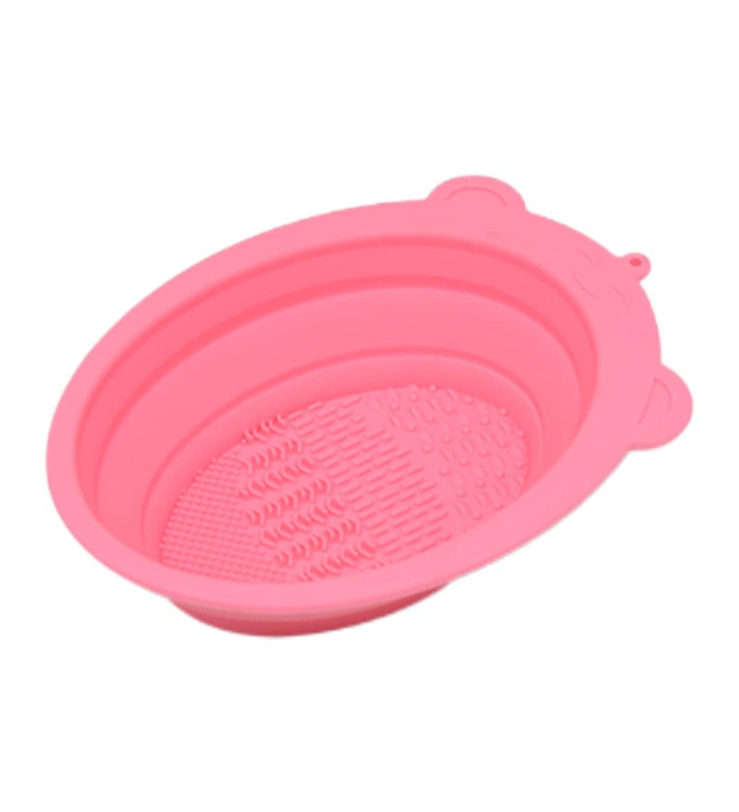 Makeup Brush Cleaning Mat Foldable Brush Cleaner Bowl Silicone Brush Cleaner Pad for Sponge Pink Cleaning pads - Buy Online on GoSupps.com