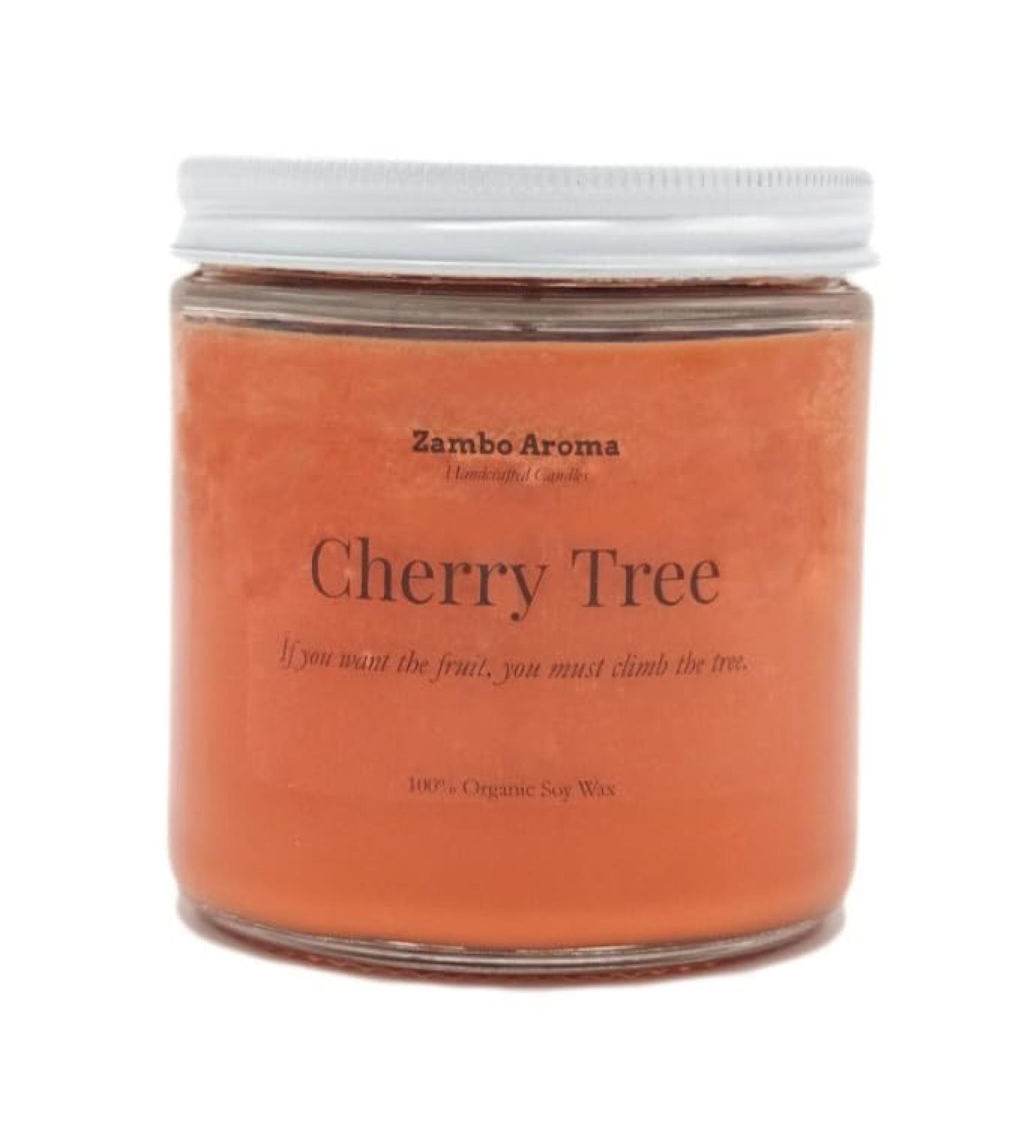 Cherry Tree Candle | Natural Soy Wax Candle | Handmade by Zambo Aroma | Cherry Almond and Oak Scented Candle