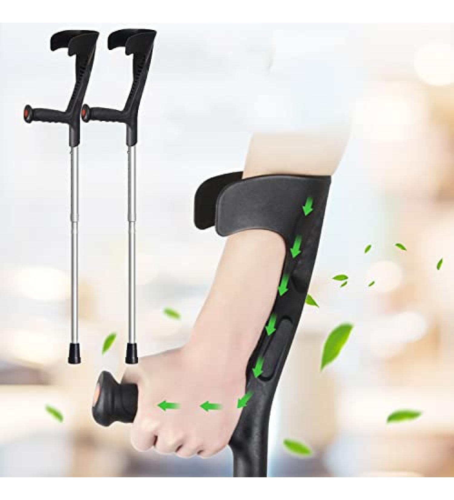 Aluminum Forearm Crutches Walking Lightweight Ergonomic Handles Crutches for Adults Foldable and Easy to Carry for Elderly/Disabled People powerfully Prosperous - Buy Online on GoSupps.com