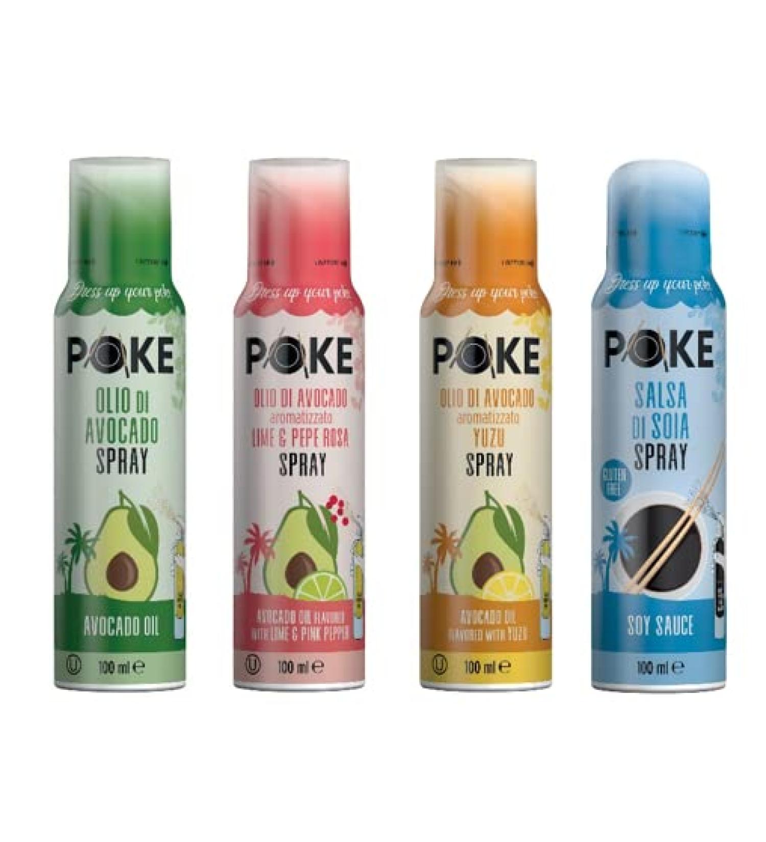 Poke Set 4 x 100ml : Avocado Oil Lime & Pink Pepper flavored Yuzu flavoured and Soy Sauce Spray - 100% Natural 100% Light 100% Easy-Health & Well-Dress Up Your Poke! - Buy Online on GoSupps.com