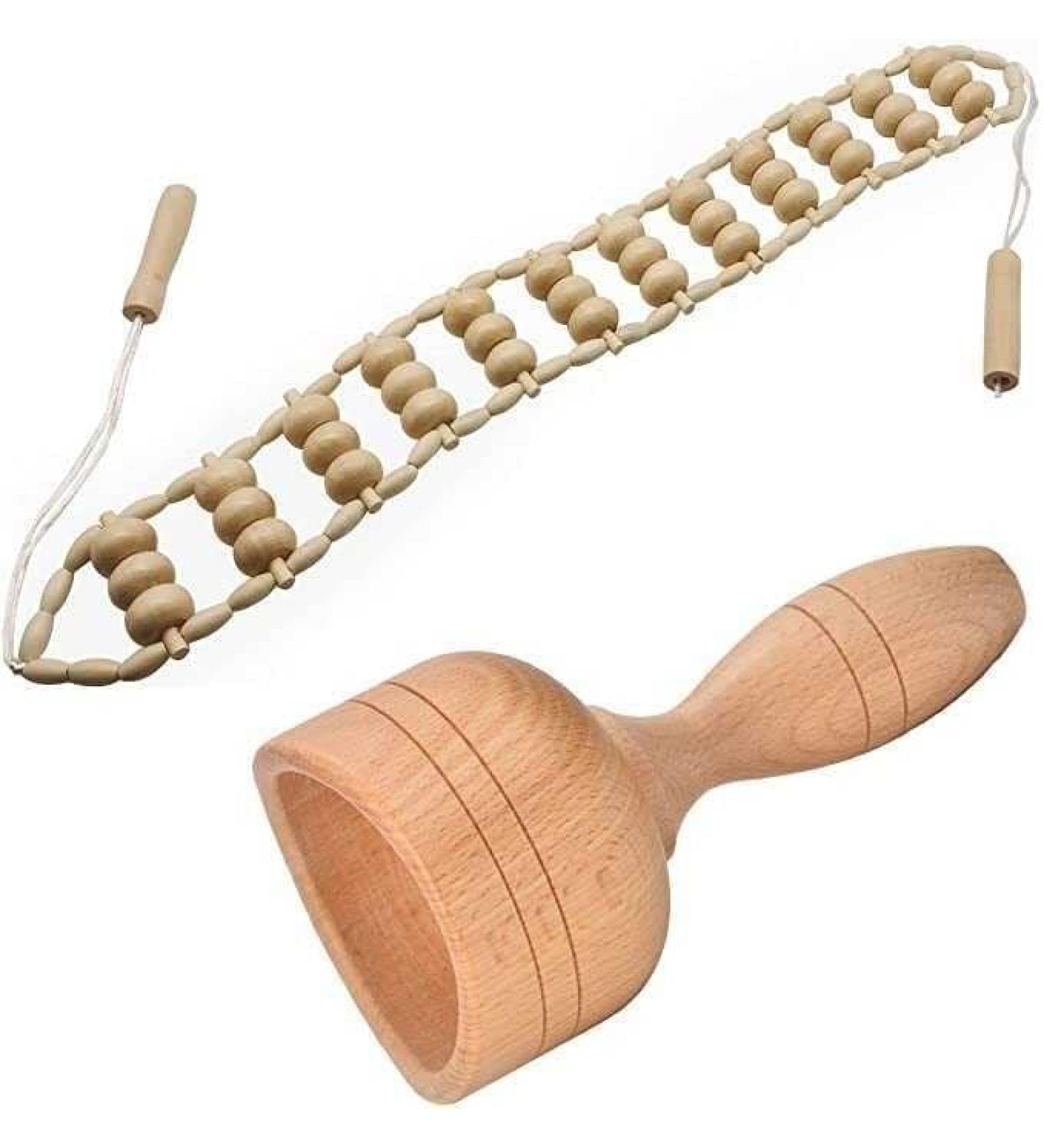 Premium Wooden Massage Tools - Swedish Cup & Roll Rope Therapy for Lymphatic & Anti-Cellulite Relief - Buy Online on GoSupps.com