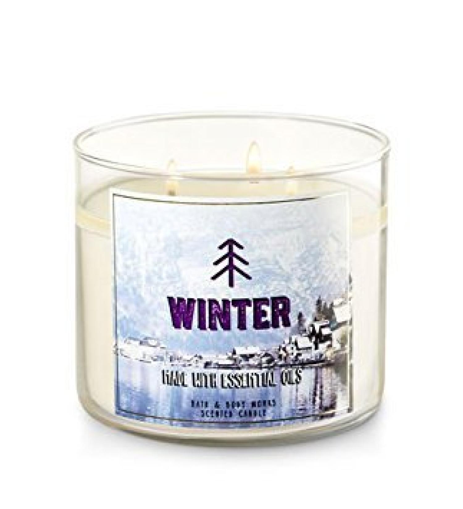 Bath and Body Works Candle Winter Fragrance 3 Wick 14.5 Ounce Essential Oils Winter