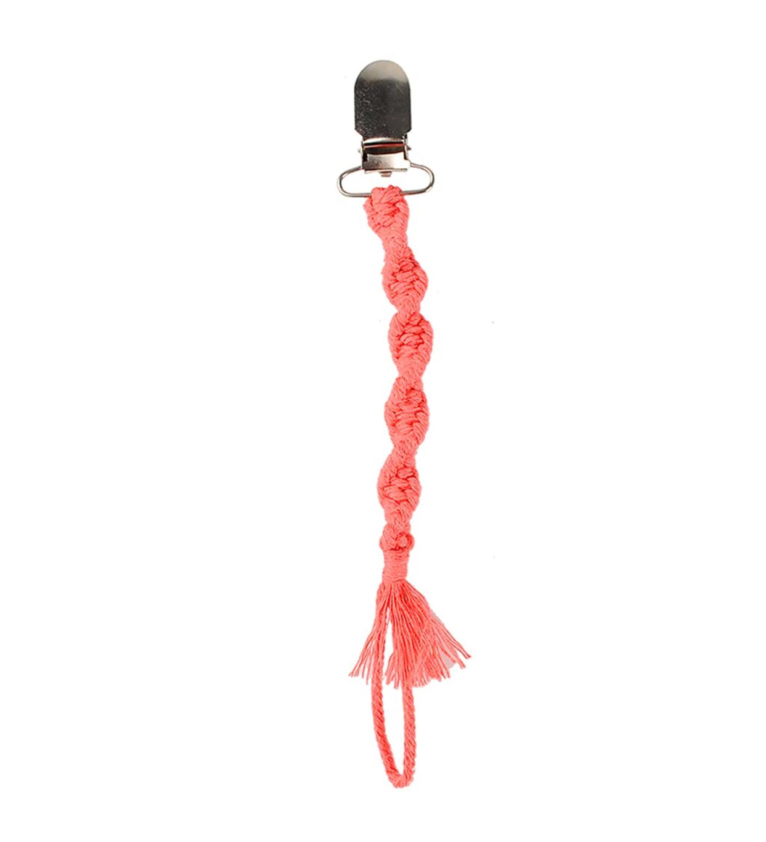 GLASSNOBLE Hand-Braided Dark Orange Pacifier Chain for Babies - Crocheted Clip - Stylish & Functional Baby Accessory - Buy Online on GoSupps.com