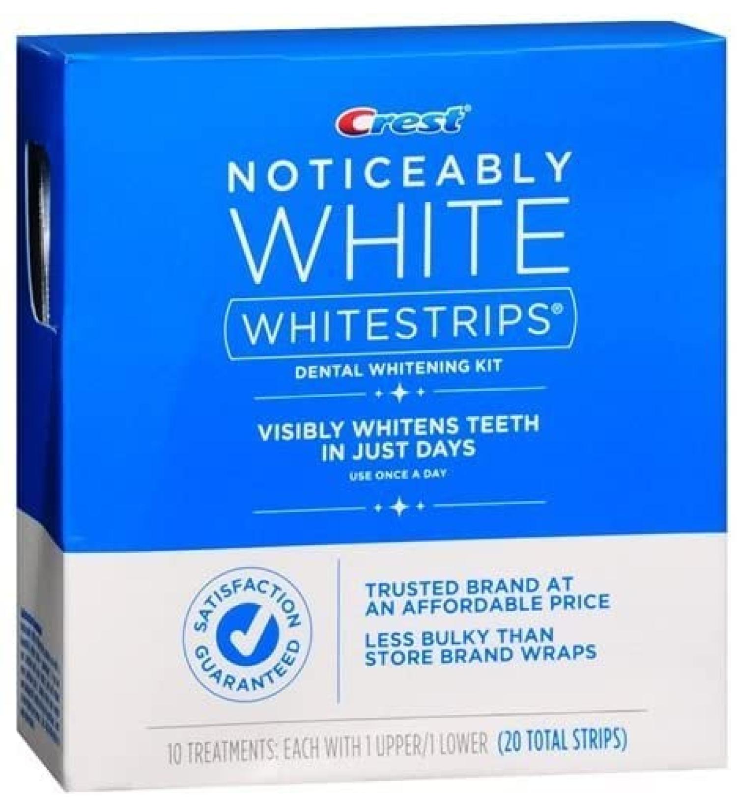 Crest Noticeably White Whitestrips, 2 Packs of 10 Treaments/20 Strips, 20 Total Treatments/40 Total Strips