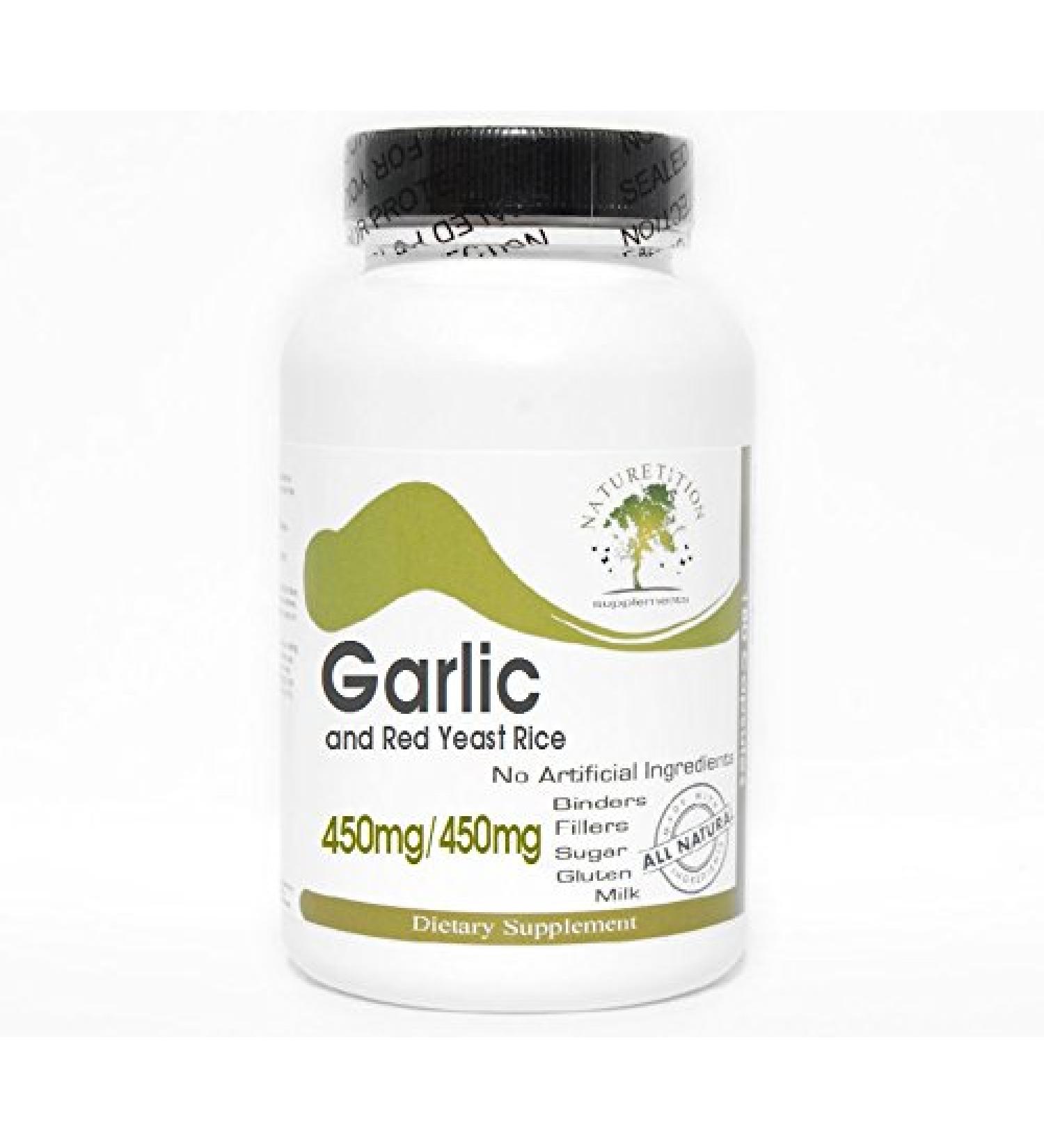 Garlic 450mg and Red Yeast Rice 450mg 90 Capsules - No Additives Naturetition Supplements