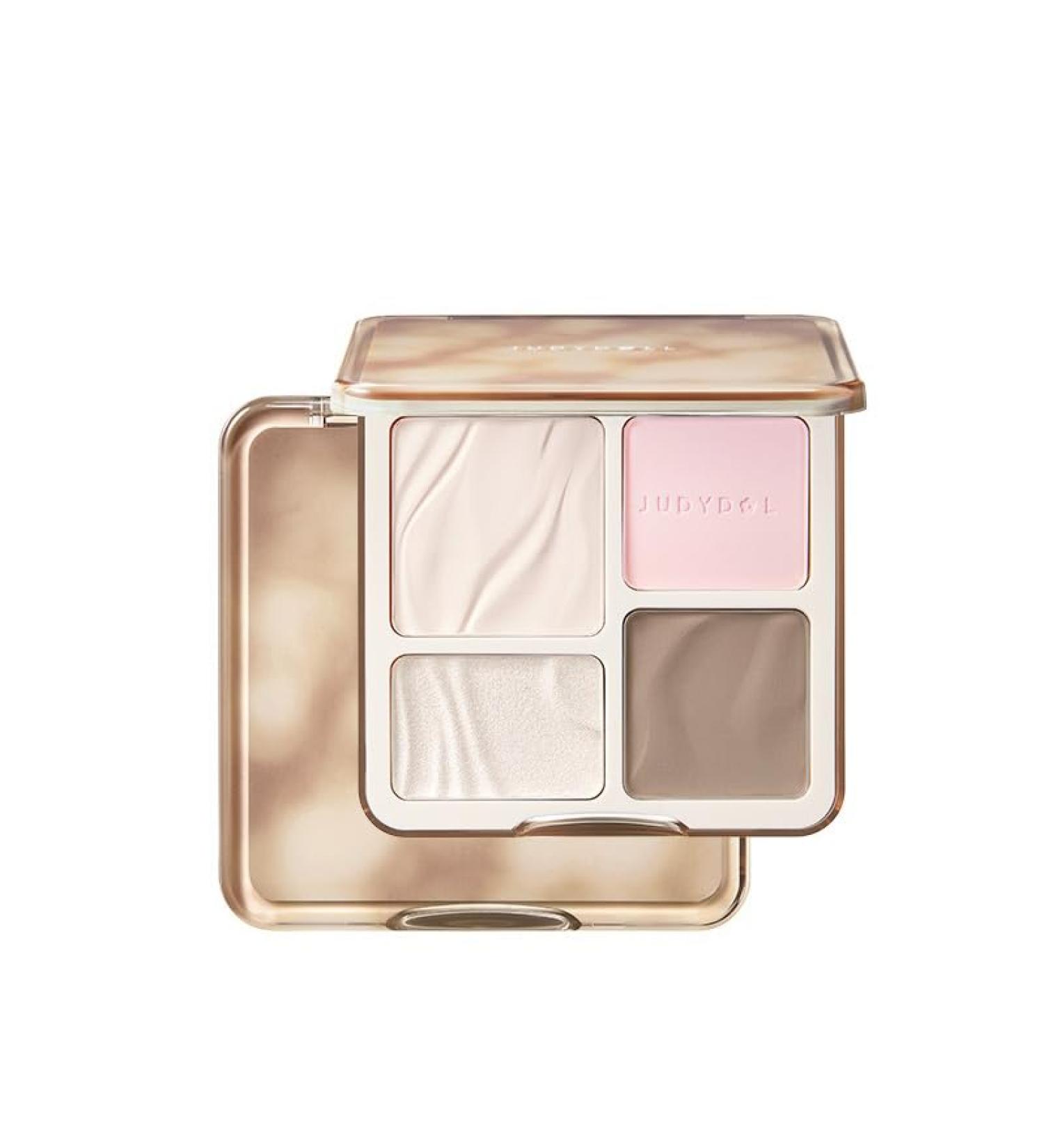 1 PC Juduo 4 Color Facial Highlighter & Contour Multi Purpose Makeup Palette Silky Smooth Creamy Facial Contour Highlighter Palette 9g (04 New)