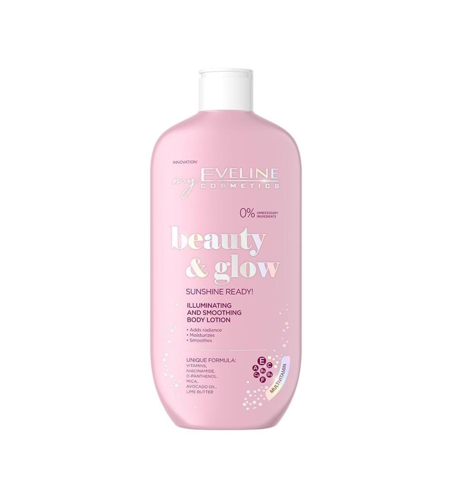 EVELINE COSMETICS Beauty & Glow Illuminating Body Lotion with Gold Particles Vitamins A E C B3 B5 & F for Deep Hydration and Nourishment - Buy Online on GoSupps.com