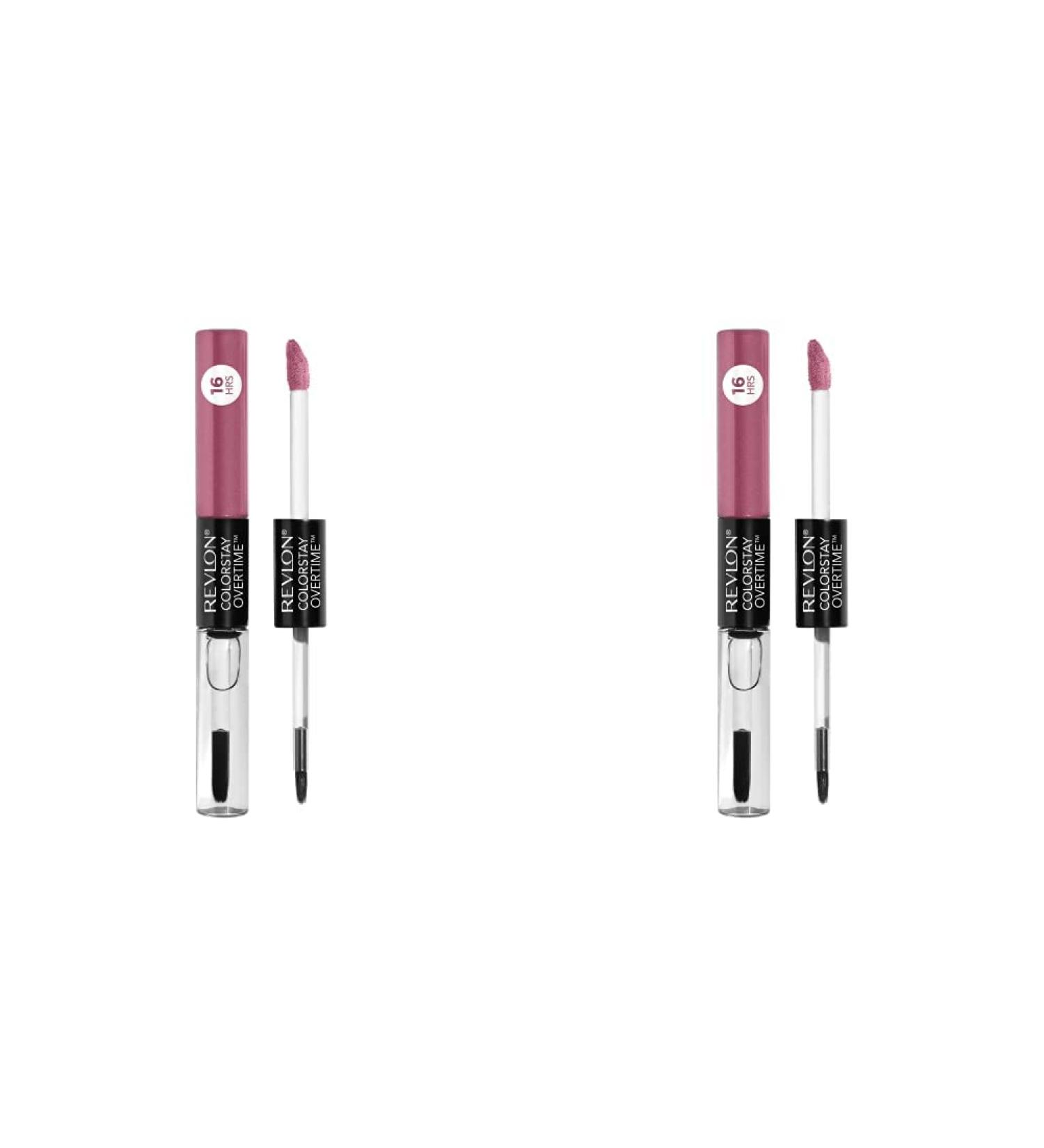 REVLON ColorStay Overtime Lipcolor in Pink 080 Keep Blushing - Pack of 2 with Vitamin E and Clear Lip Gloss - 0.07 Fl Oz - Buy Online on GoSupps.com