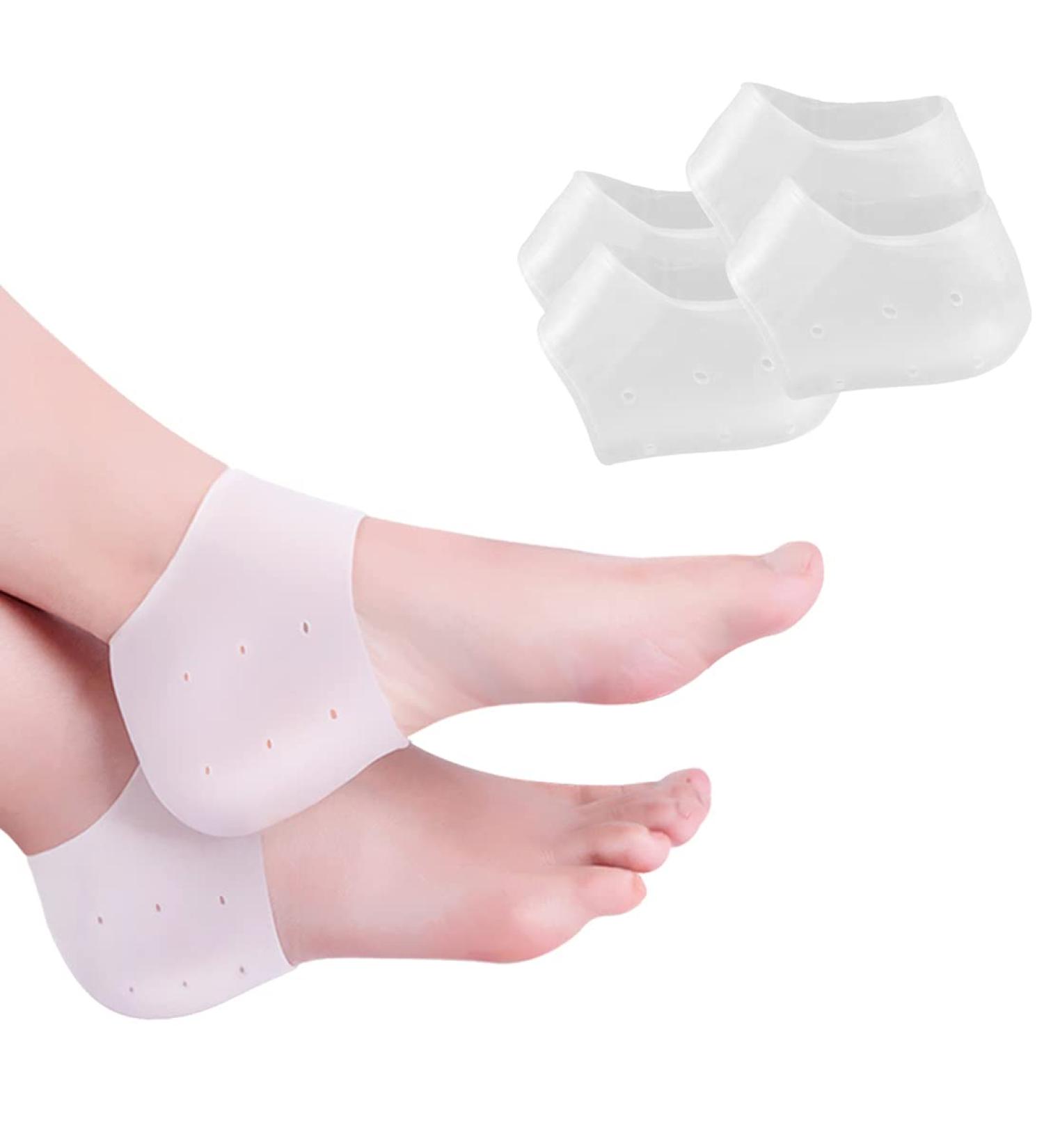 Silicone Heel Pads - 2 Pairs Gel Protectors for Plantar Fasciitis Relief & Heel Pain - Buy Online on GoSupps.com