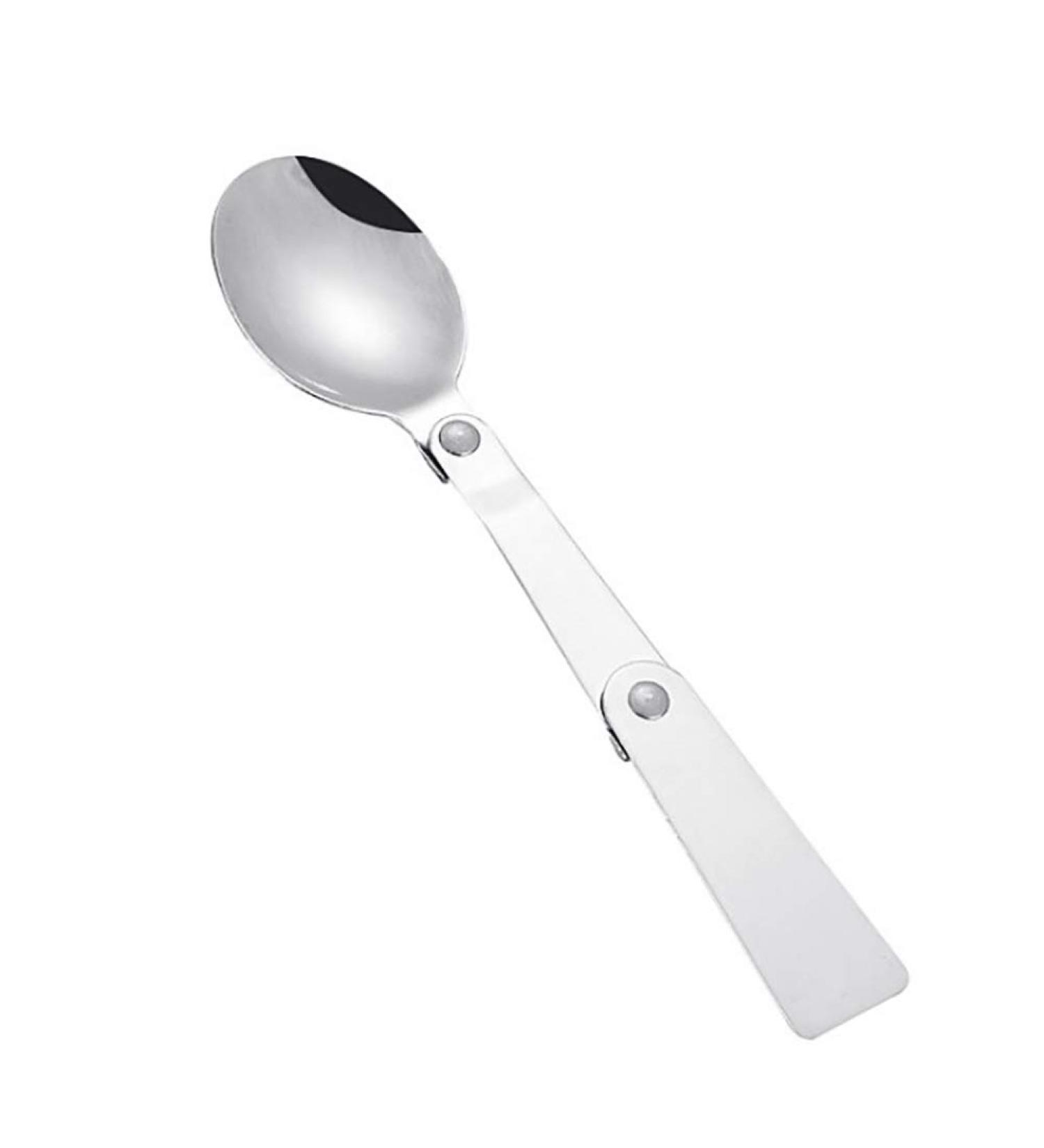 shlutesoy Stainless Steel Folding Spoon Cutlery Creative Gifts Outdoor Portable Three-fold Spoon Travel Folding Spoon Silver - Buy Online on GoSupps.com