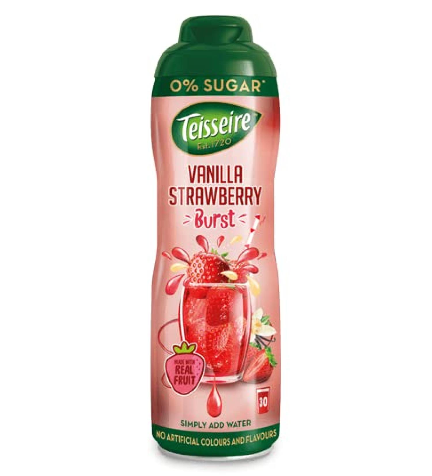 Teisseire Strawberry & Vanilla Drink Syrup 0% – 600ml – Syrup that tastes exactly like fruit
