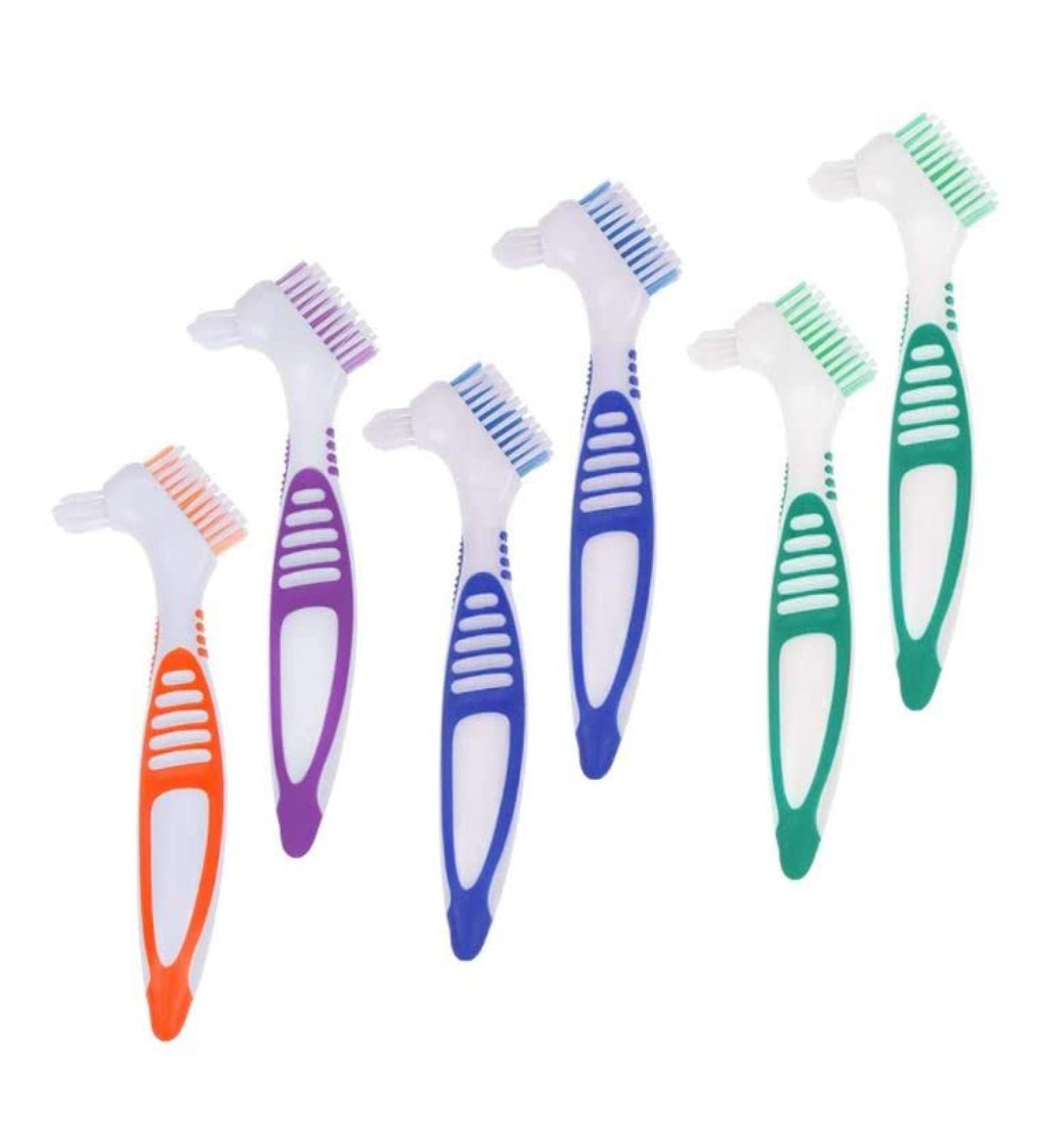 8 pieces of prosthesis brush brush for prostheses prosthesis toothbrush hygienic prostheses cleaning set for restorative care - multi -layer bristles and esrgonomic rubber racks (4 colors)