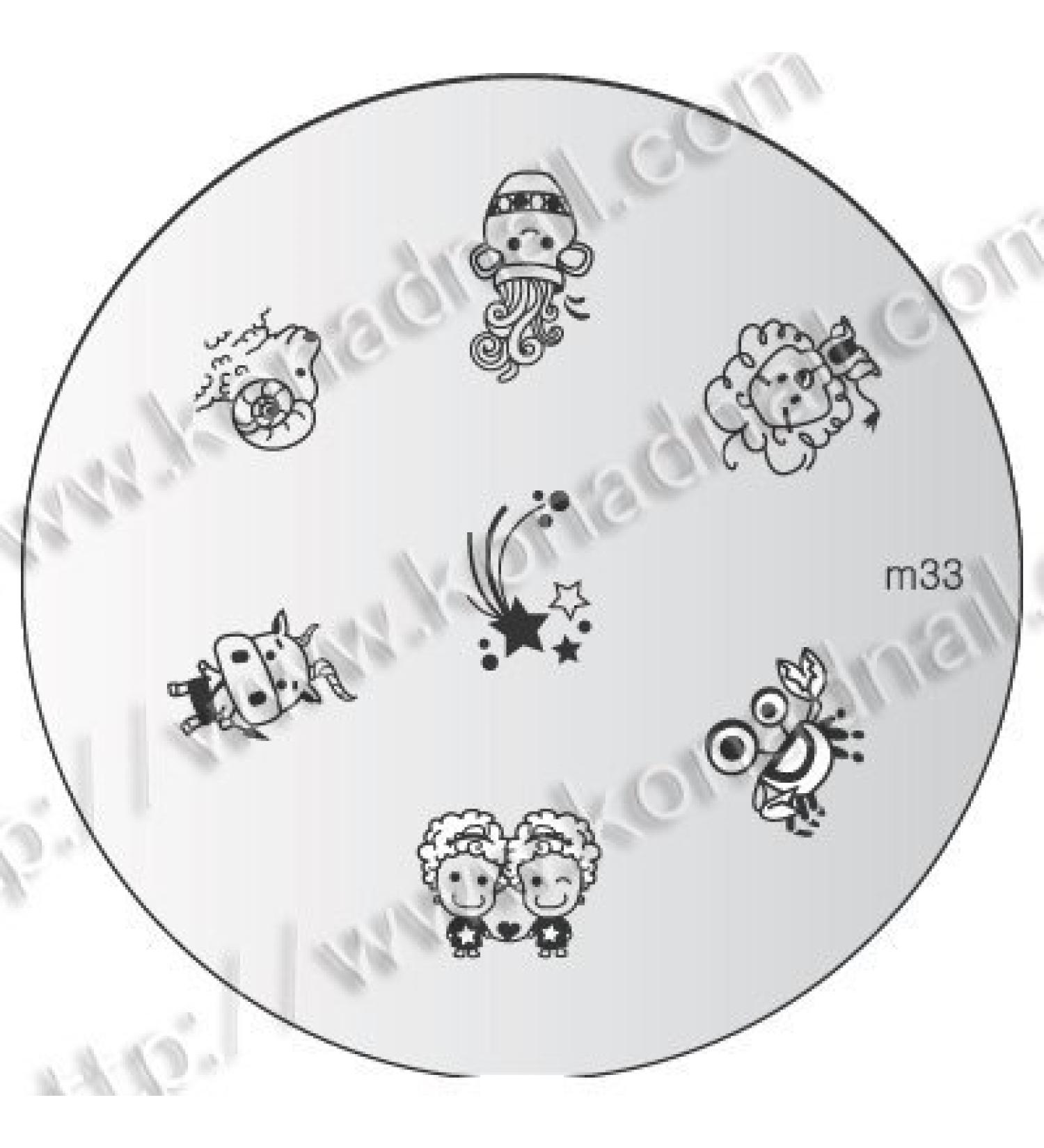 Stamping stencil m33 ZODIAC SIGNS ASIA CHINA by KONAD - CUTE NAILS