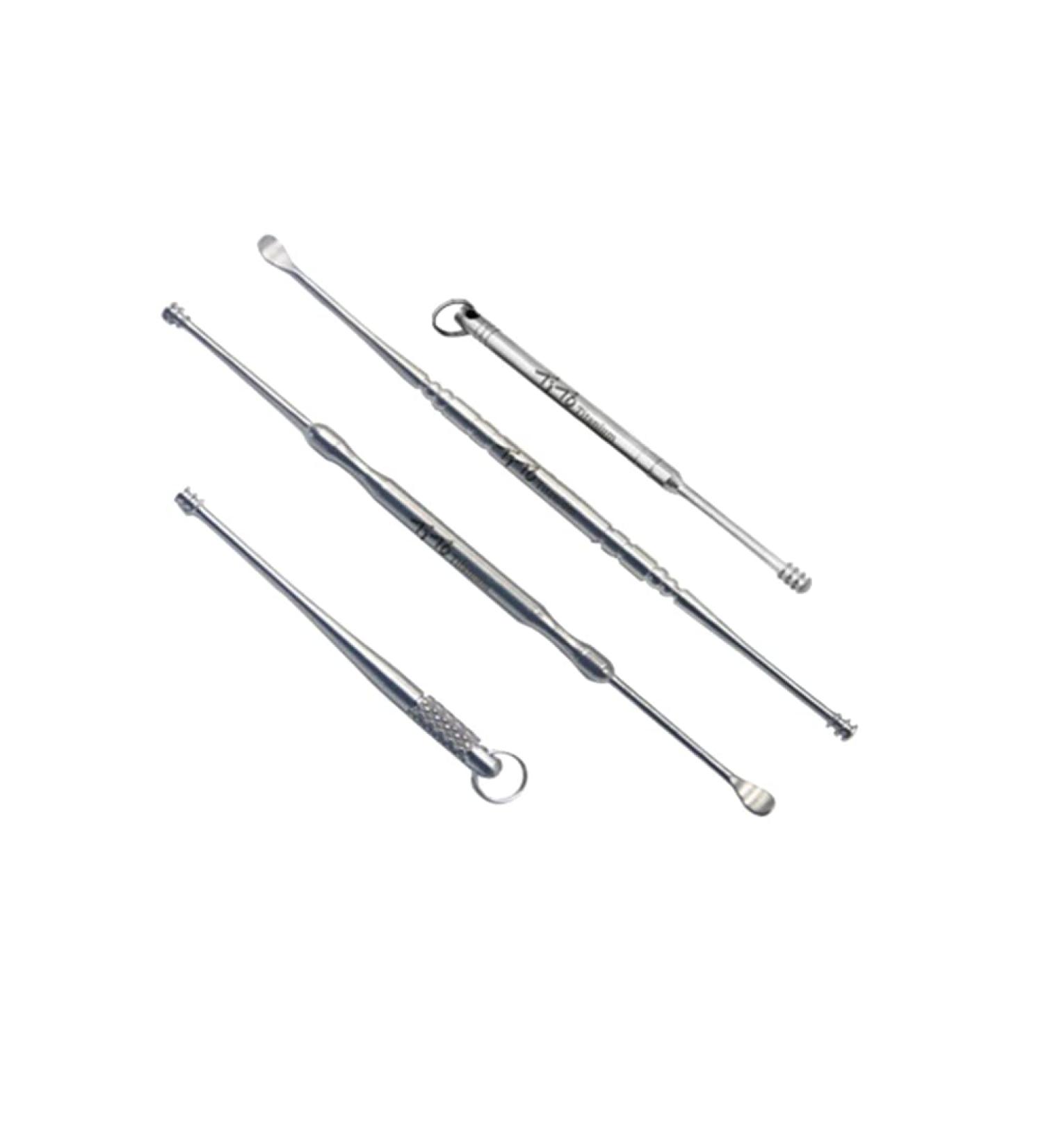 DOITOOL Earwax Removal Tool 4pcs Titanium Alloy Double-Headed Earscoop Set - Ear Cleaning Kit for Ear Care (Random Style Silver) - Buy Online on GoSupps.com