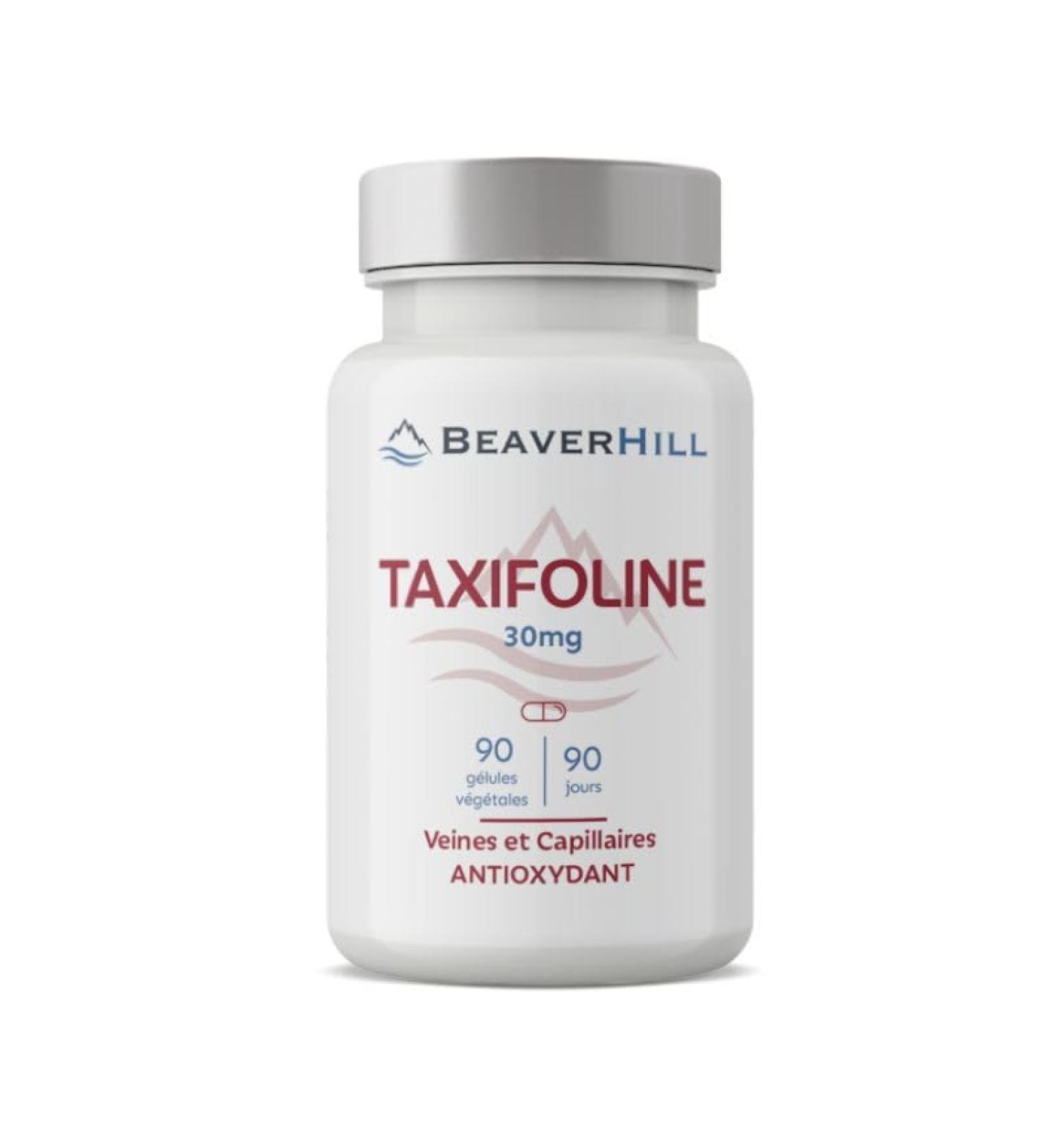 TAXIFOLINE 30 mg et Vitamine C 30 mg | Extrait de M l ze de Sib rie | Dihydroquerc tine standardis e 90% | 90 G lules V g tales | BEAVERHILL | Capillaires - Antioxydant - Circulation sanguine - Buy Online on GoSupps.com
