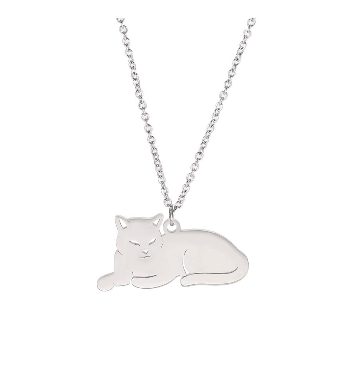TEAMER Stainless Steel Cute Cat Pendant Necklace - Stylish Animal Jewelry for Women - Perfect Gift for Pet Lovers - Buy Online on GoSupps.com
