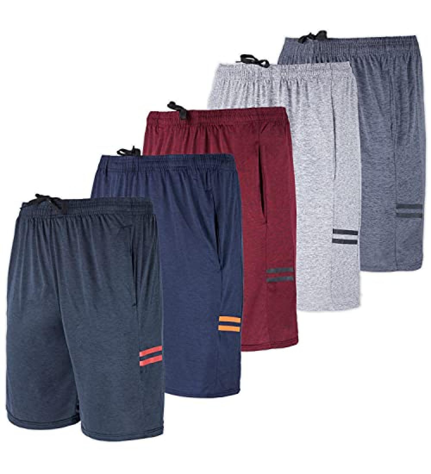 5 Pack Men's X-Large Dry-Fit Active Performance Shorts - Sweat Resistant - Buy Online on GoSupps.com