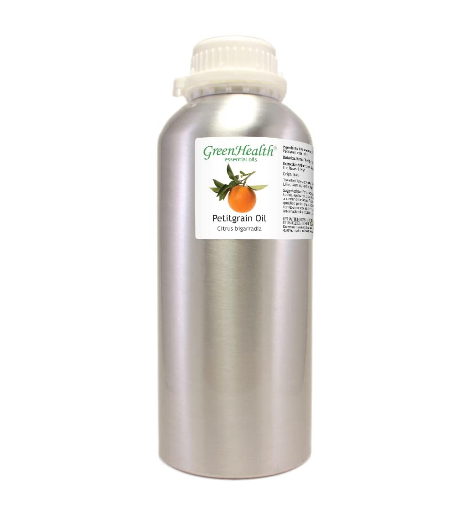 Petitgrain 32 fl oz (946 ml) Aluminum Bottle w/Plug Cap 100% Pure Essential Oil GreenHealth - Buy Online on GoSupps.com